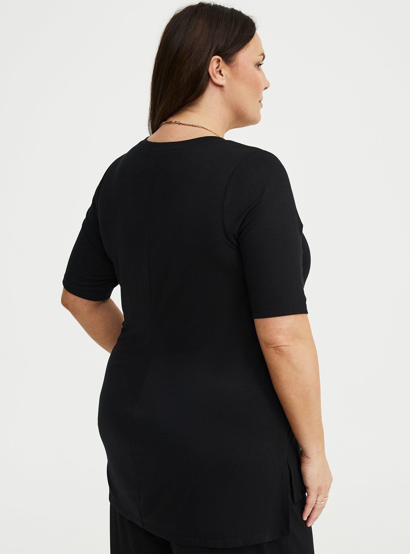 Super Soft V-Neck Hi-Low Tunic, DEEP BLACK, alternate