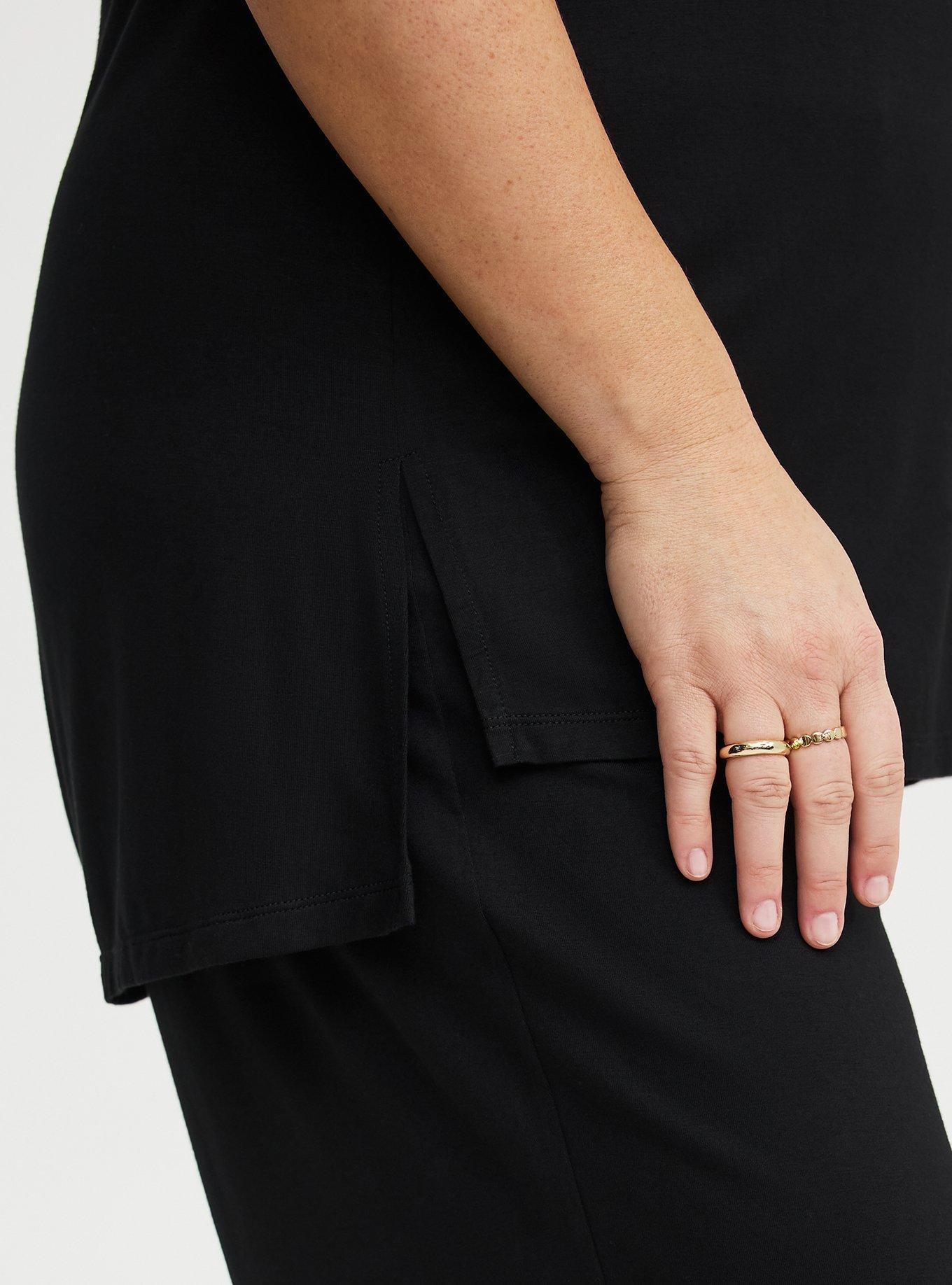 Super Soft V-Neck Hi-Low Tunic, DEEP BLACK, alternate