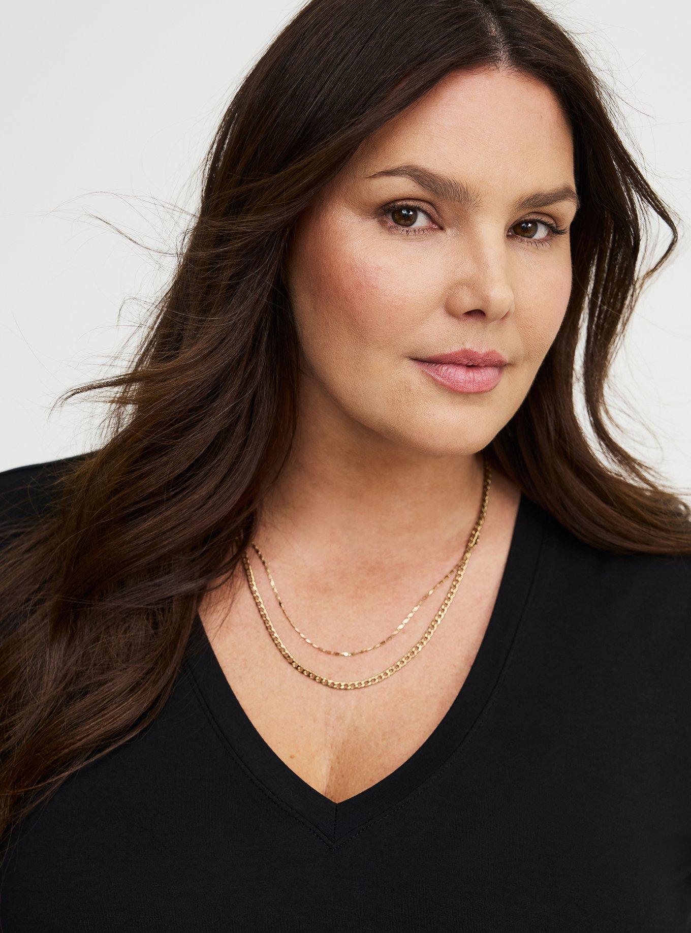 Super Soft V-Neck Hi-Low Tunic, DEEP BLACK, alternate