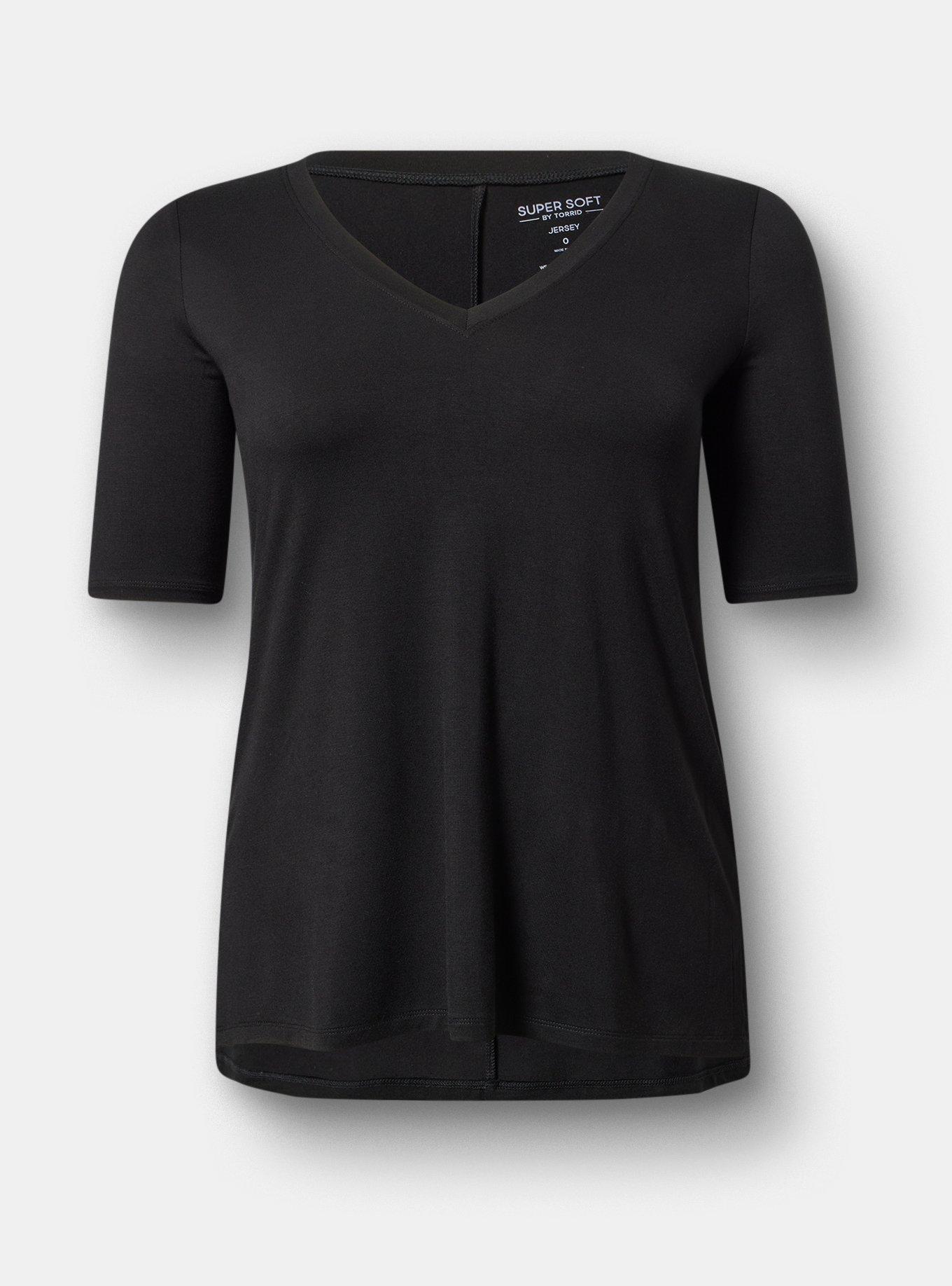 Super Soft V-Neck Hi-Low Tunic, DEEP BLACK, hi-res