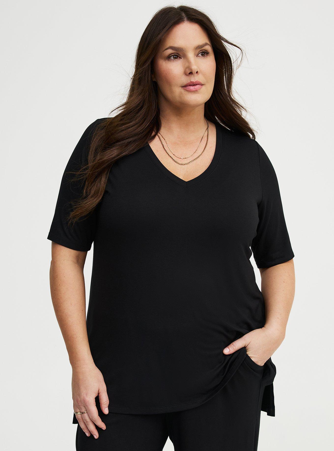 Super Soft V-Neck Tunic, DEEP BLACK, hi-res
