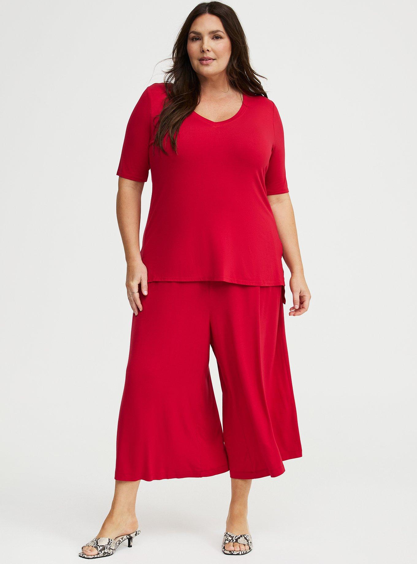 Super Soft V-Neck Hi-Low Tunic, JESTER RED, alternate