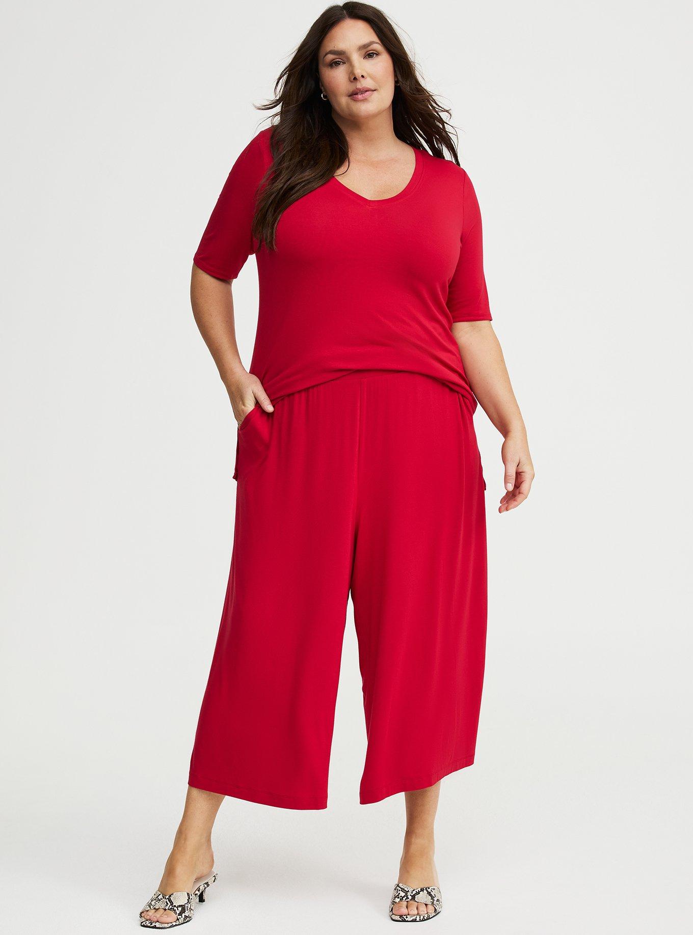 Super Soft V-Neck Hi-Low Tunic, JESTER RED, alternate