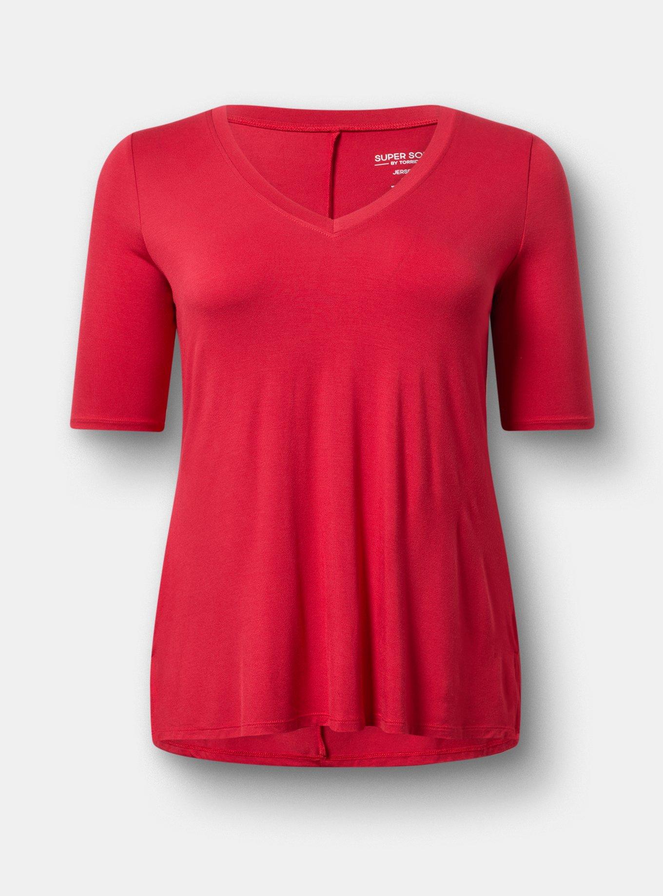 Super Soft V-Neck Hi-Low Tunic, JESTER RED, hi-res
