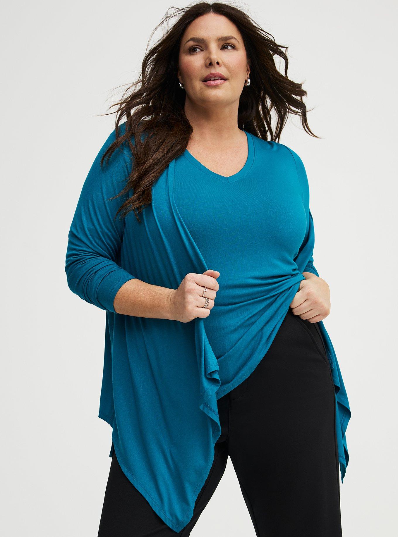 Super Soft V-Neck Hi-Low Tunic, OCEAN DEPTHS, alternate