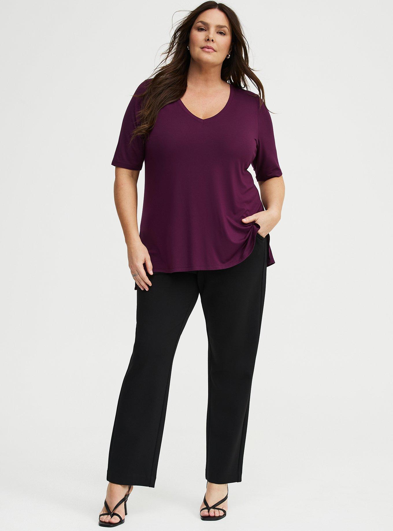 Super Soft V-Neck Hi-Low Tunic, POTENT PURPLE, alternate