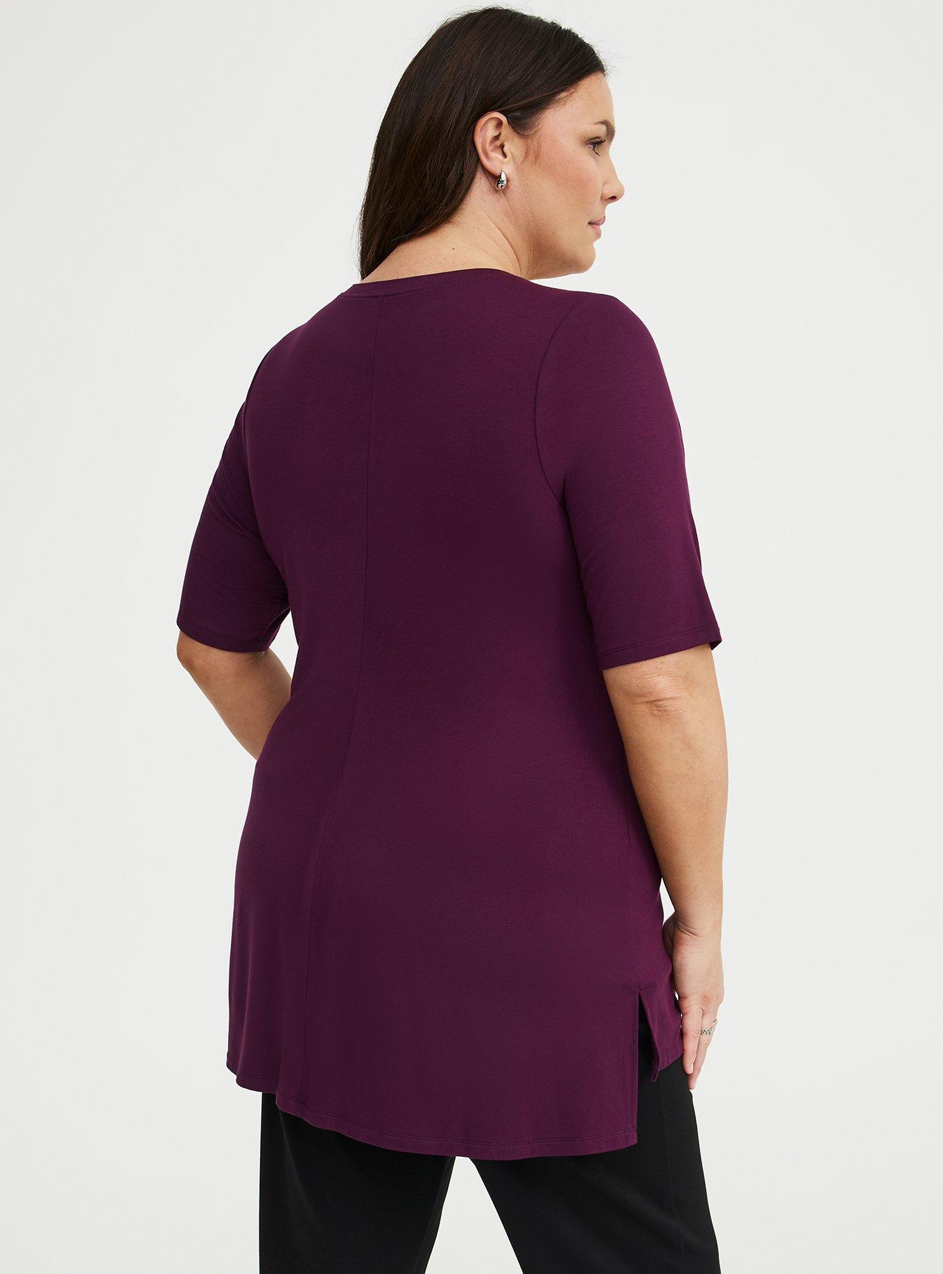 Super Soft V-Neck Hi-Low Tunic, POTENT PURPLE, alternate