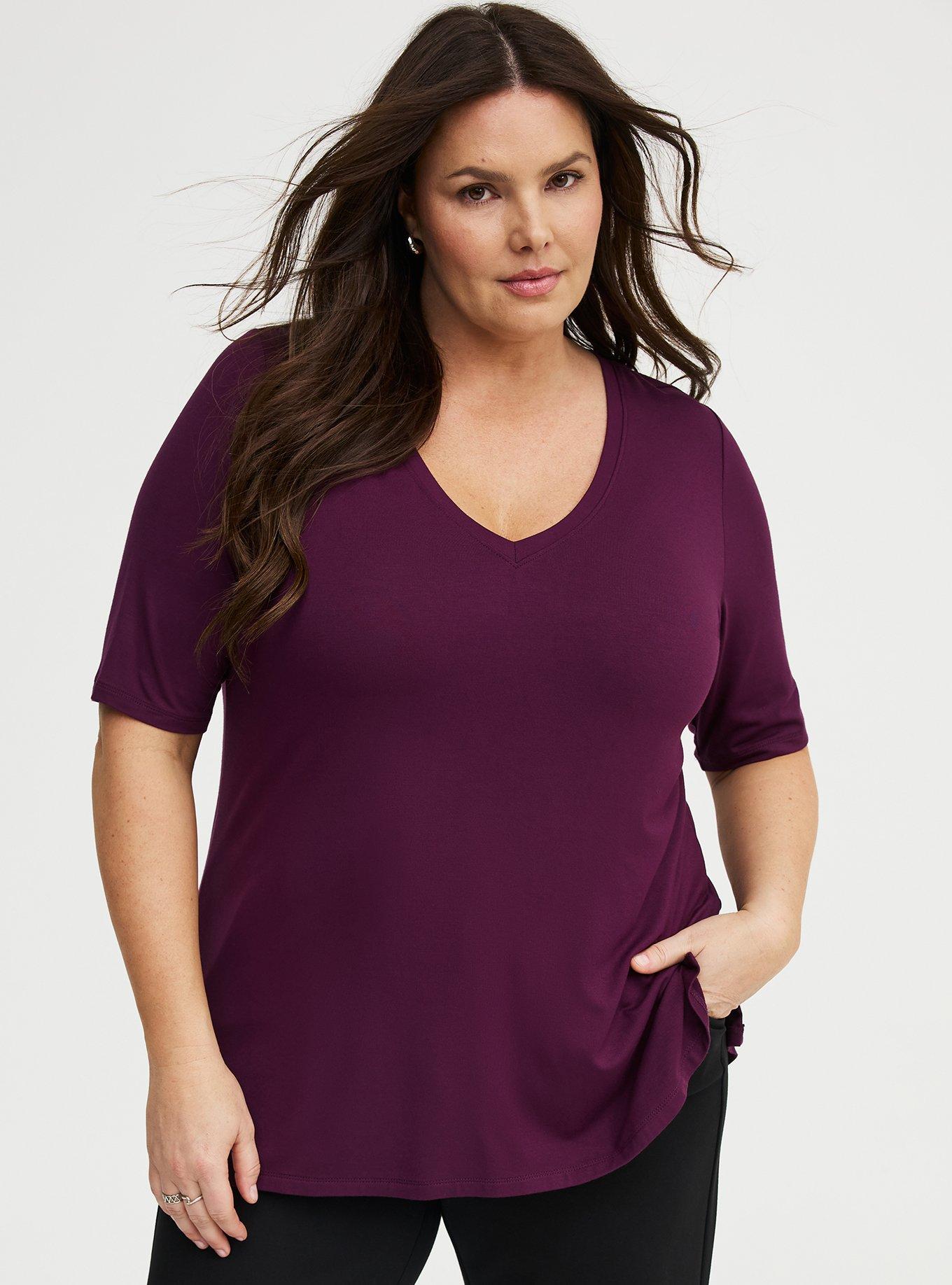 Super Soft V-Neck Tunic, POTENT PURPLE, hi-res