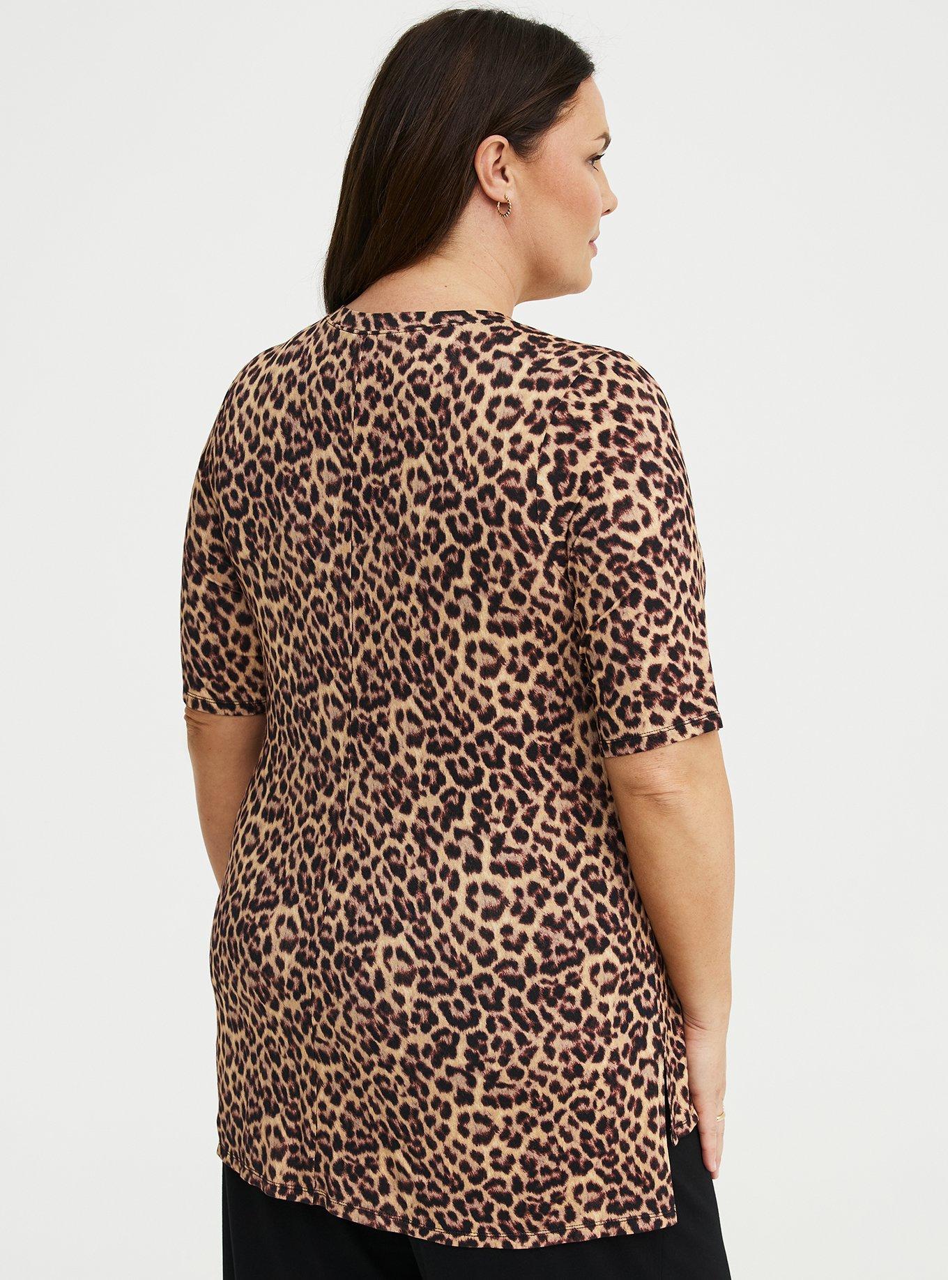 Super Soft V-Neck Hi-Low Tunic, ON THE PROWL LEOPARD MULTI, alternate