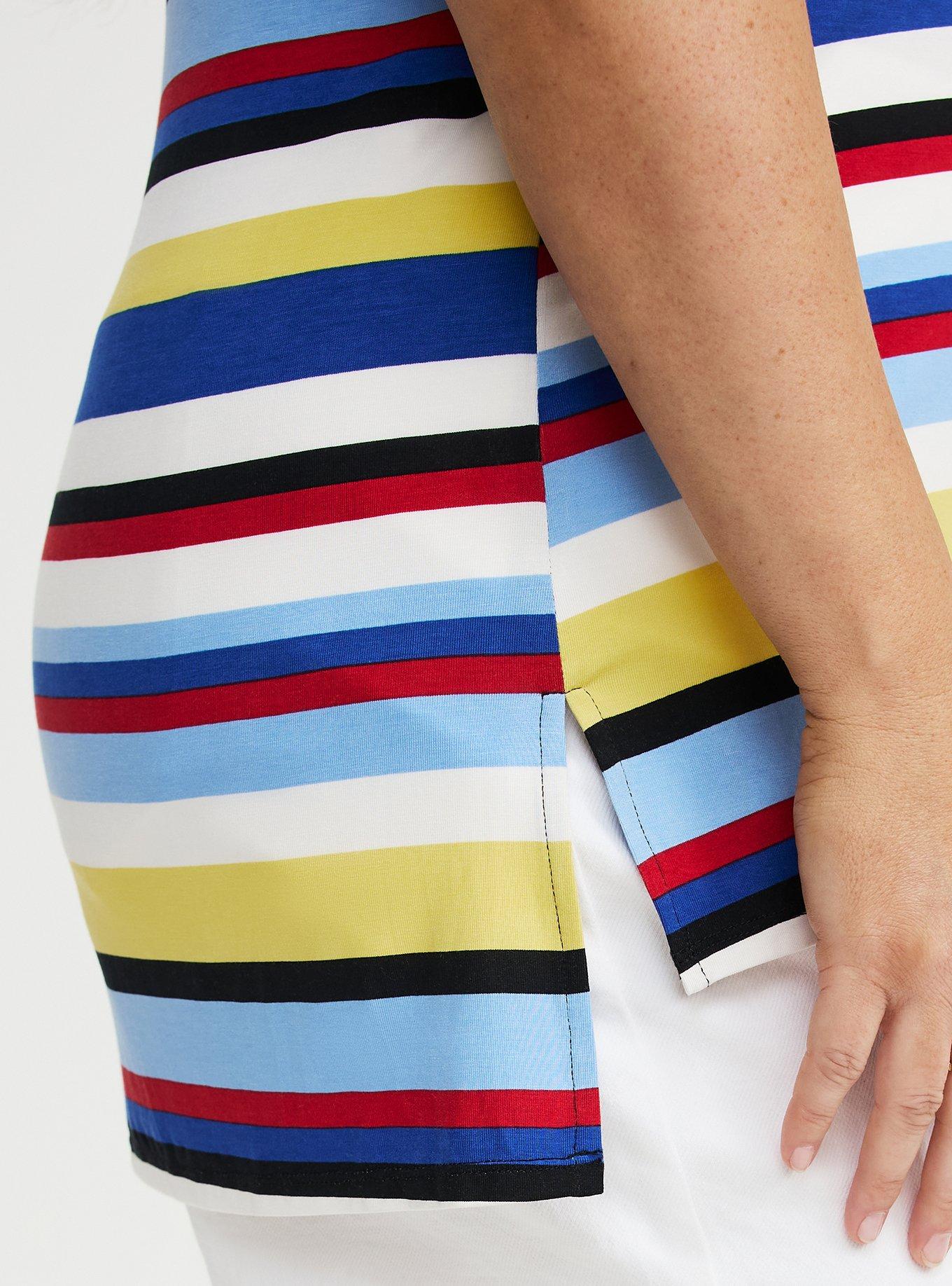 Super Soft V-Neck Hi-Low Tunic, PATRIOT STRIPES MULTI, alternate