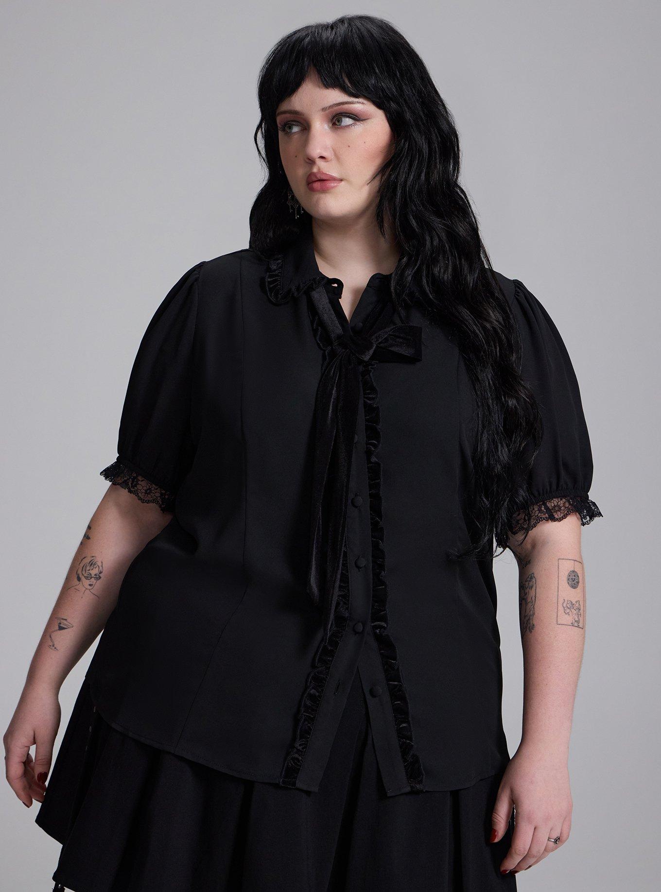 Plus Size - Nightfall Button Front Bow Top - Torrid