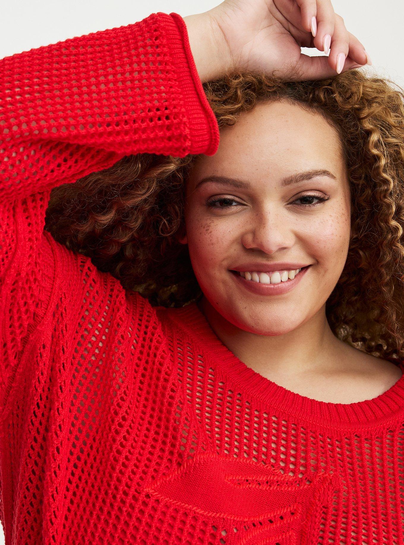 Plus Size - Pointelle Crew Pullover Sweater - Torrid