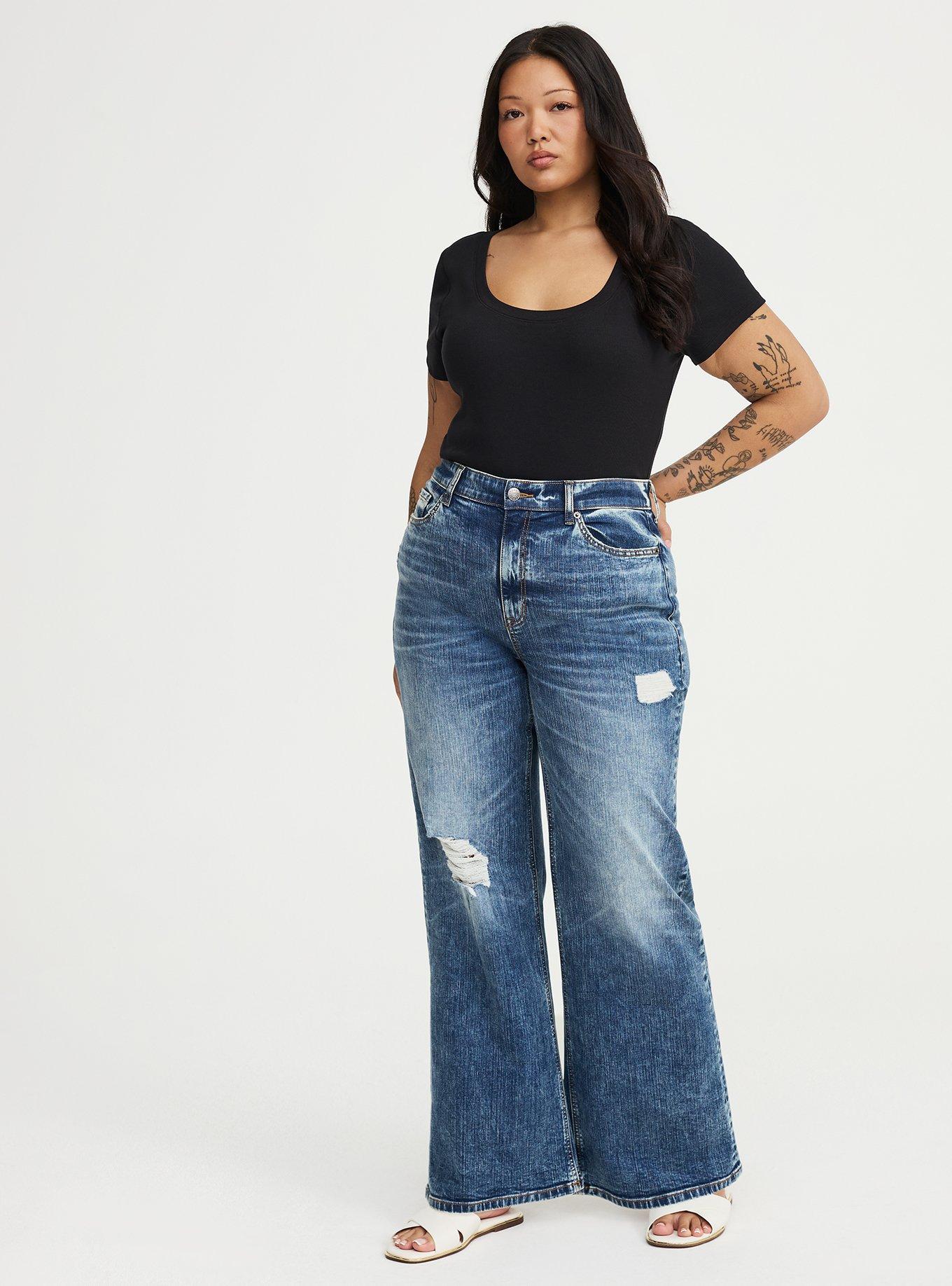 Cotton Modal Rib Scoop Tee, DEEP BLACK, alternate