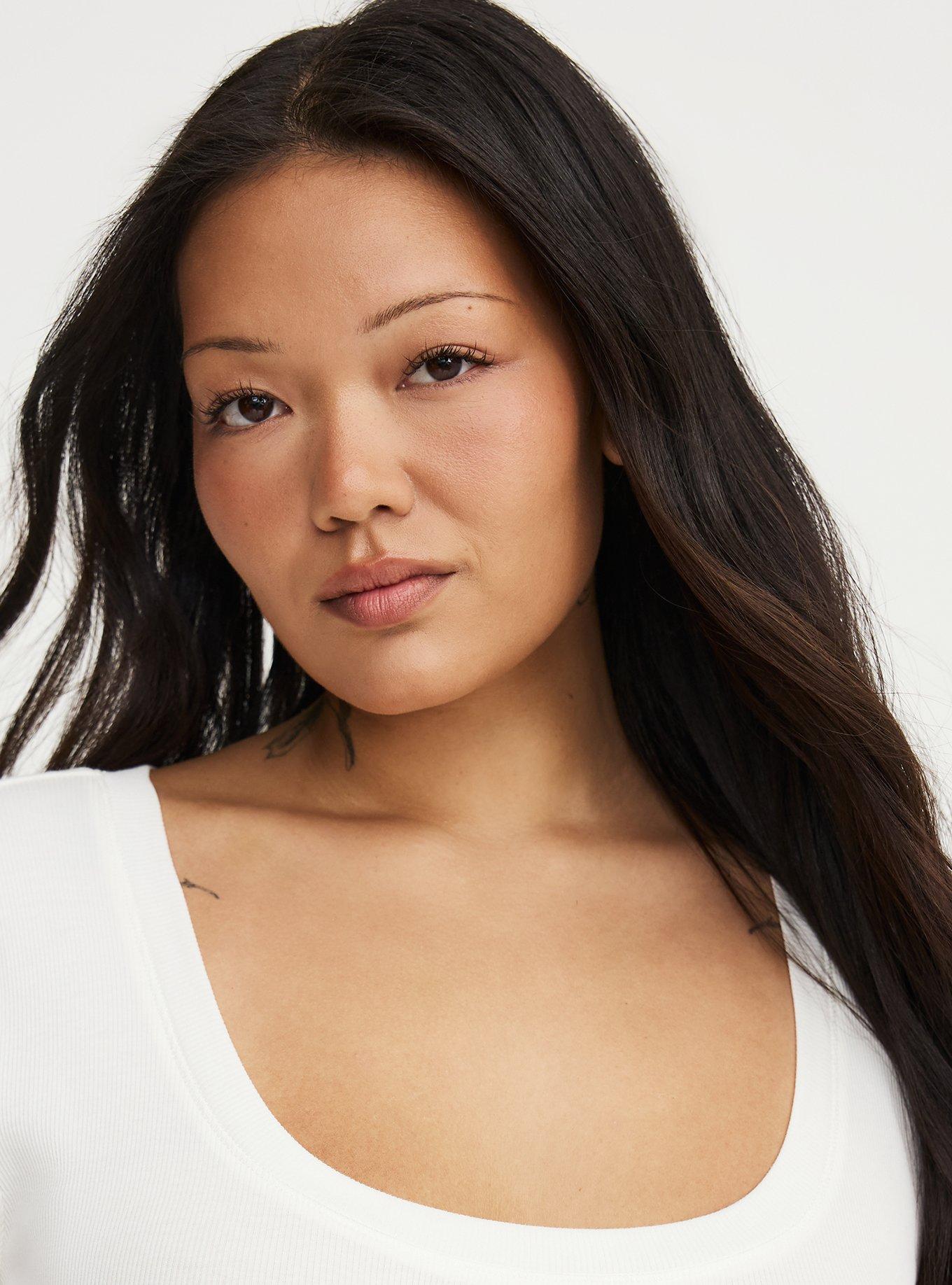 Cotton Modal Rib Scoop Tee, BLANC DE BLANC, alternate