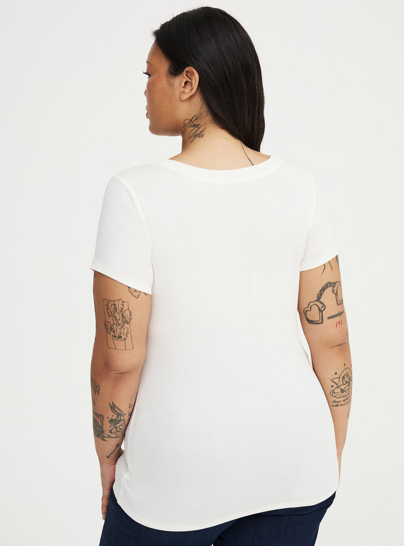 Cotton Modal Rib Scoop Tee, BLANC DE BLANC, alternate