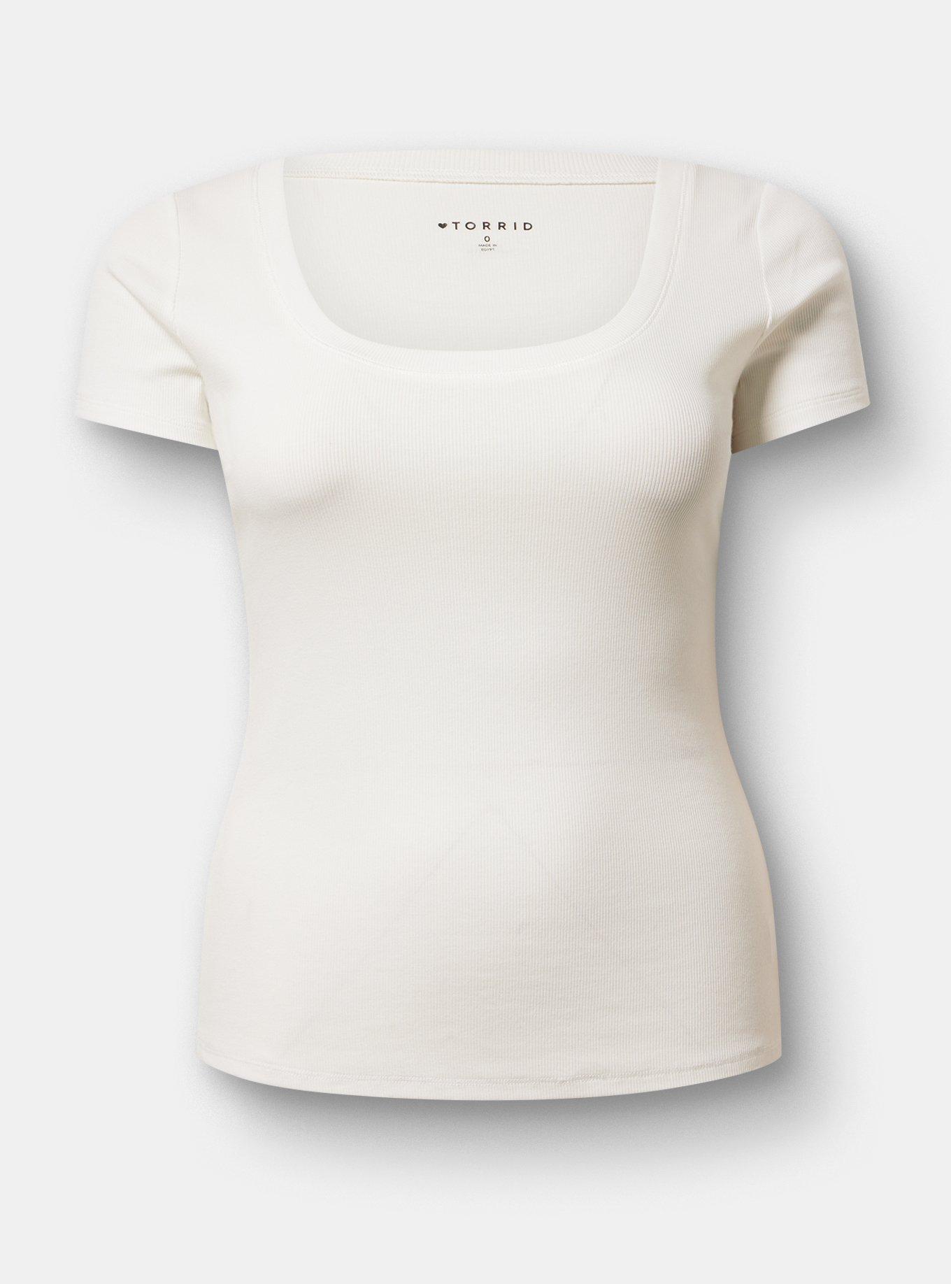 Cotton Modal Rib Scoop Tee, BLANC DE BLANC, hi-res