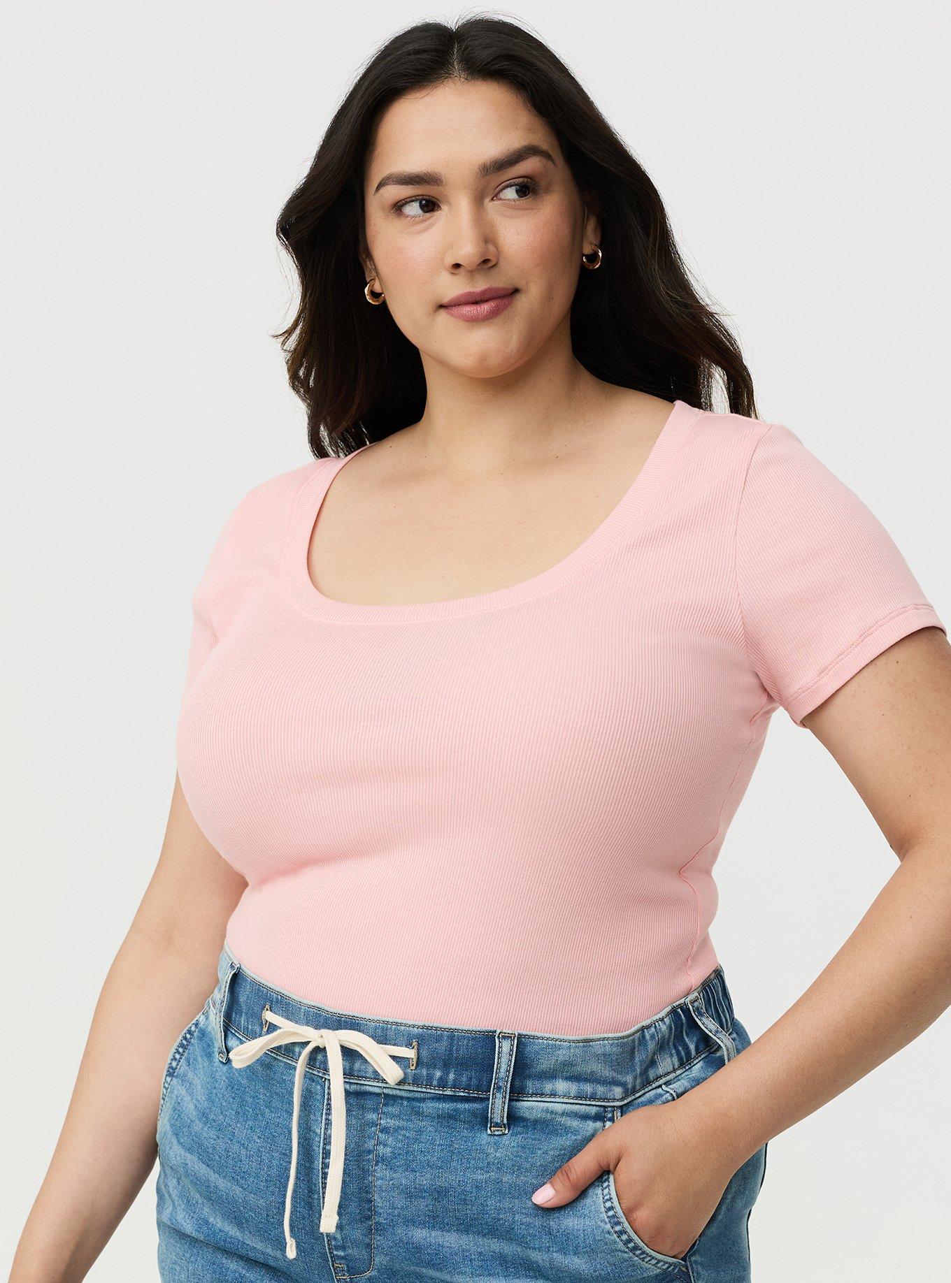 Cotton Modal Rib Scoop Tee, BLOSSOM, alternate