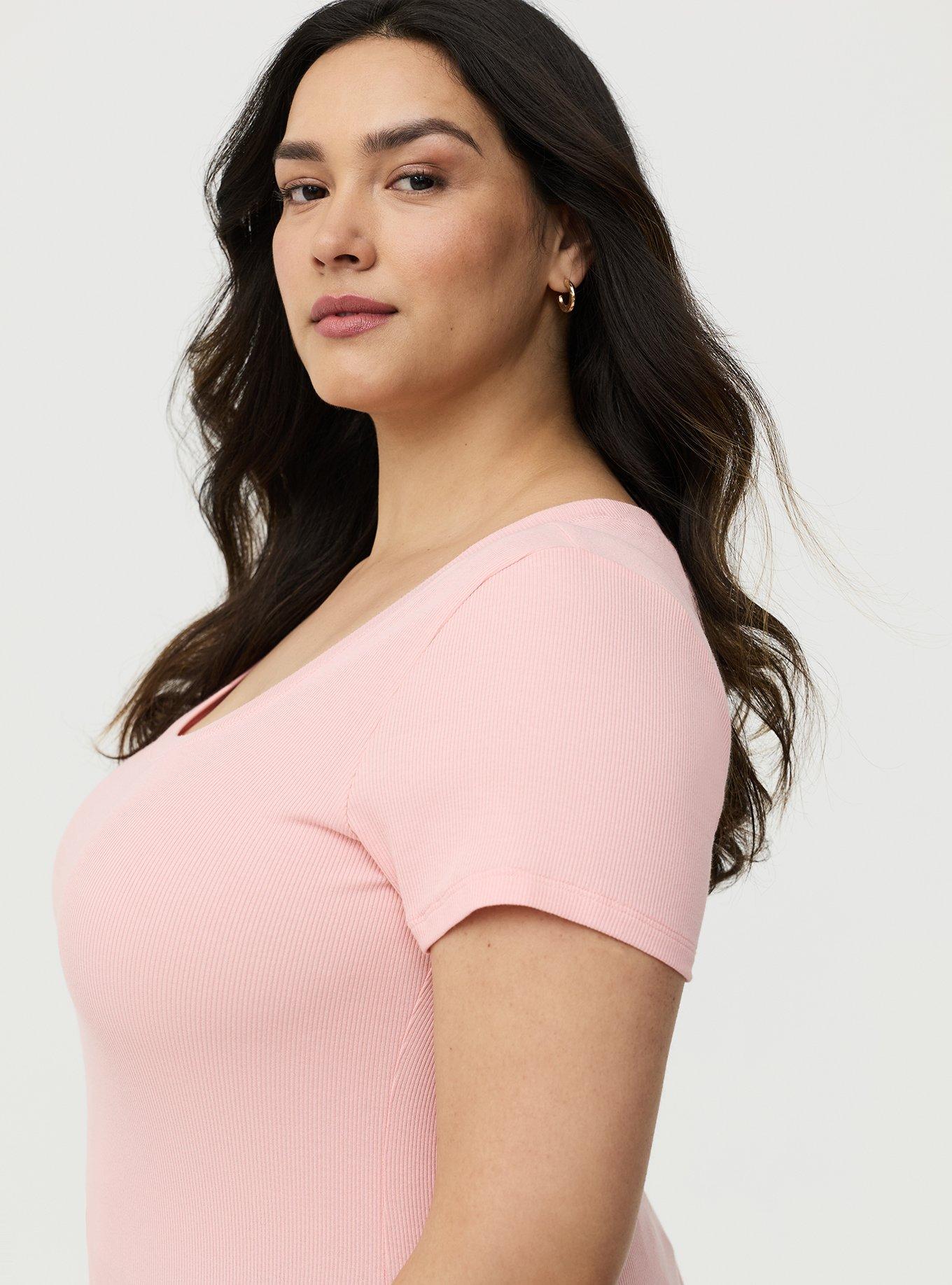 Cotton Modal Rib Scoop Tee, BLOSSOM, alternate