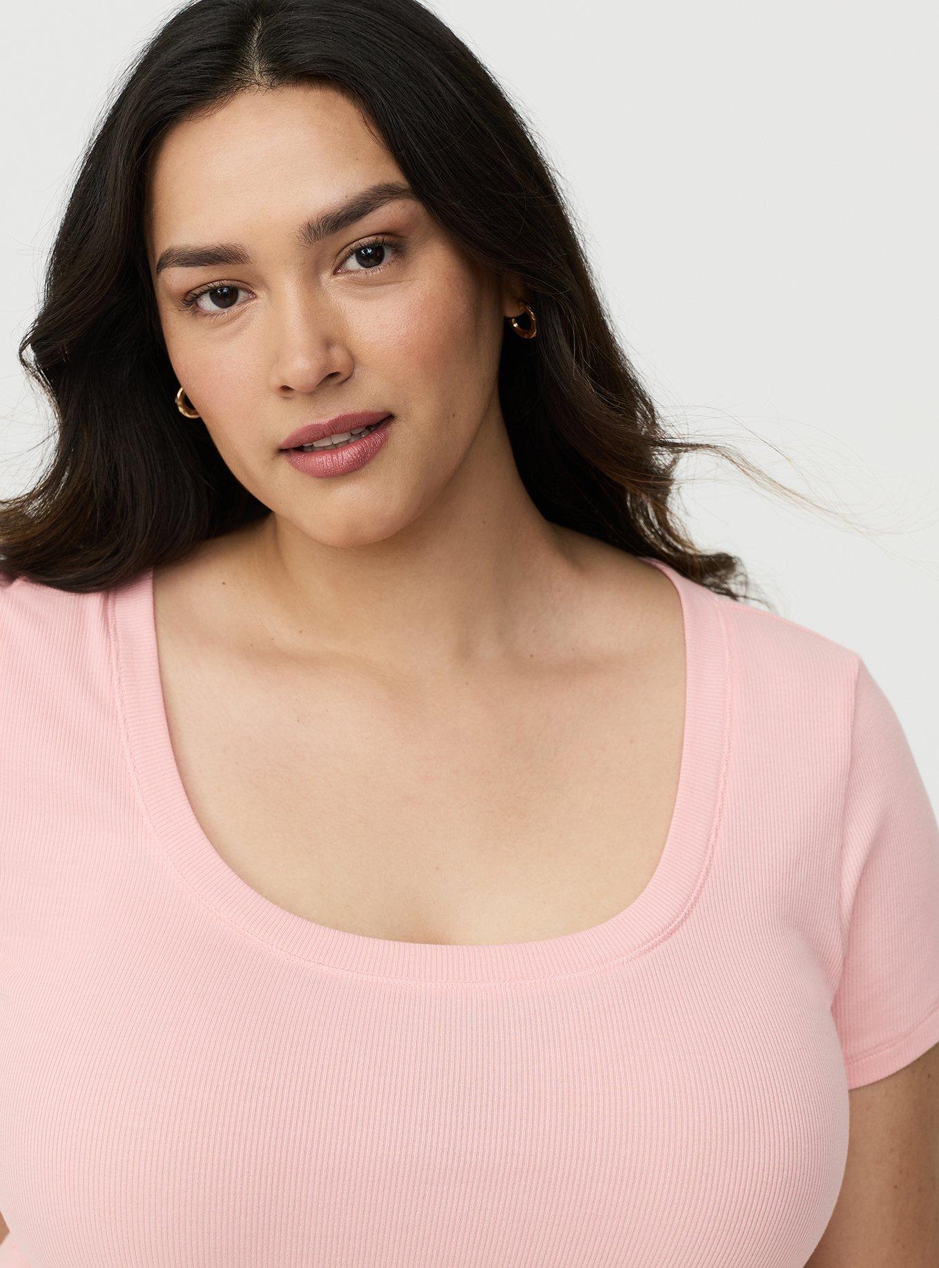 Cotton Modal Rib Scoop Tee, BLOSSOM, alternate