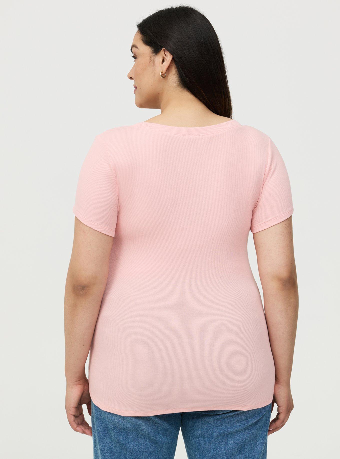 Cotton Modal Rib Scoop Tee, BLOSSOM, alternate