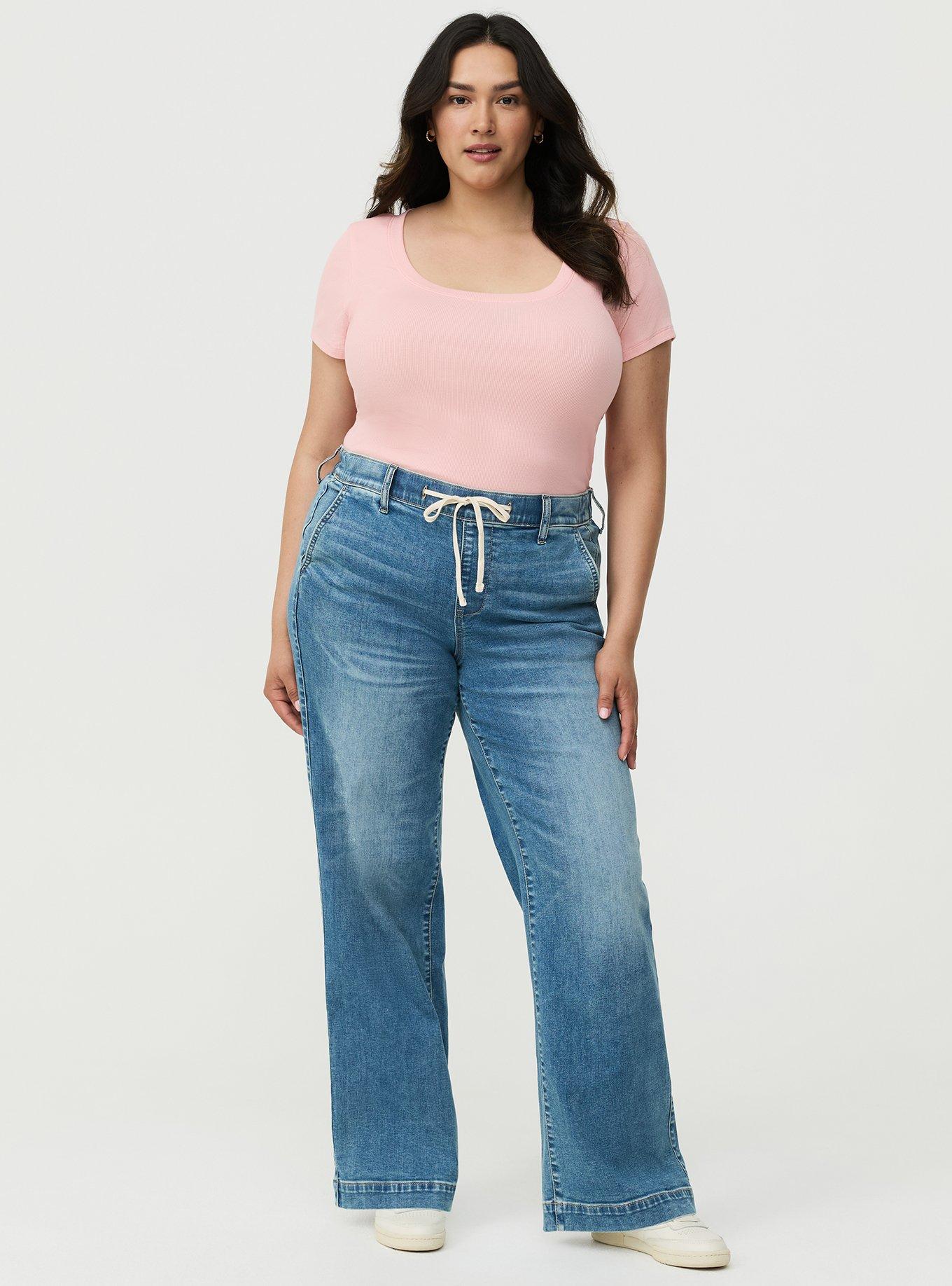Cotton Modal Rib Scoop Tee, BLOSSOM, alternate