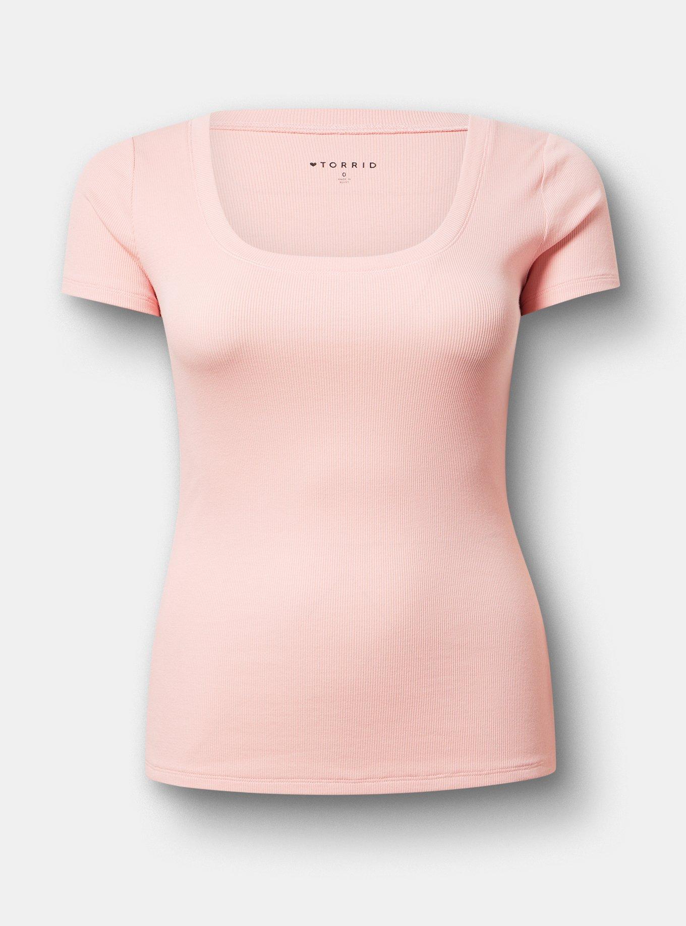 Cotton Modal Rib Scoop Tee, BLOSSOM, hi-res