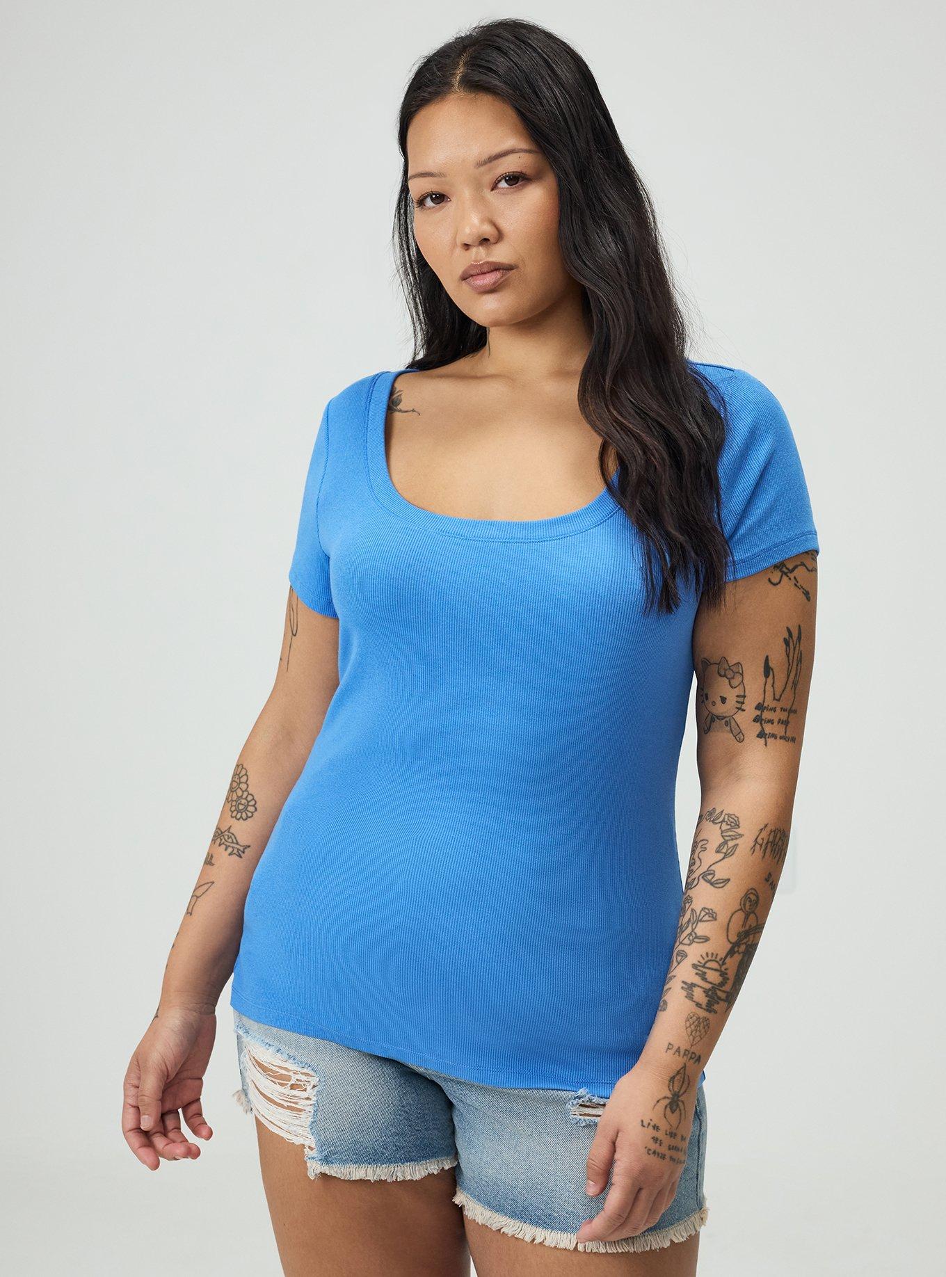 Plus Size Cotton Modal Rib Scoop Tee, REGATTA, hi-res