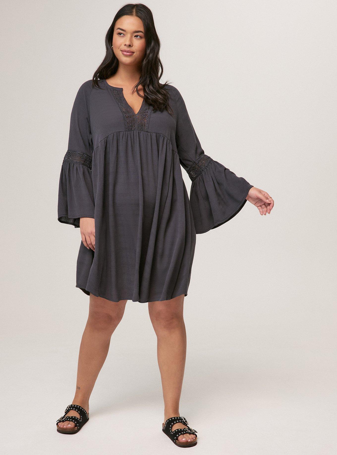 Festi Bell Sleeve Raglan Dress, PHANTOM, hi-res