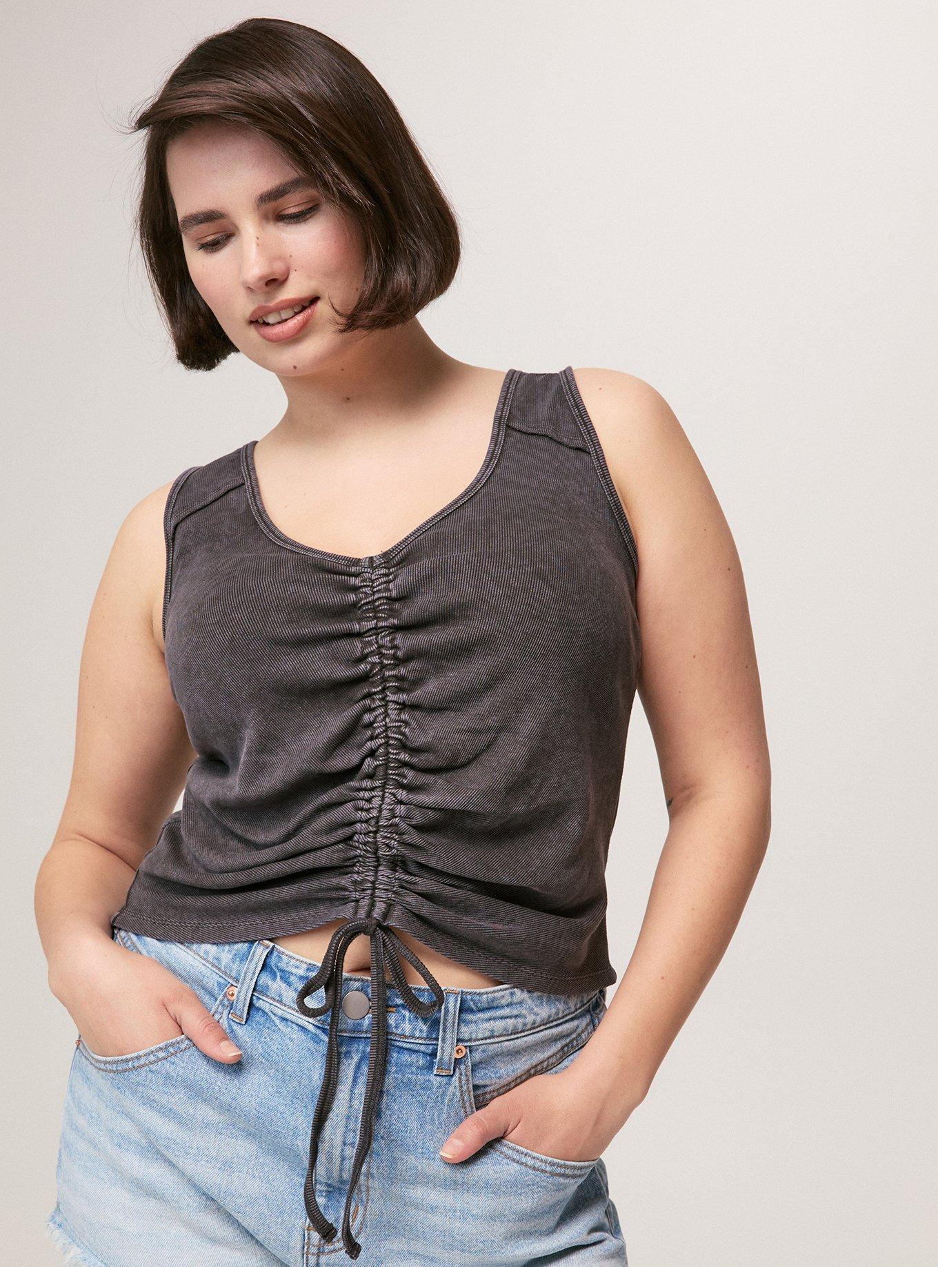 Festi Ruched Front Tank, PHANTOM, hi-res