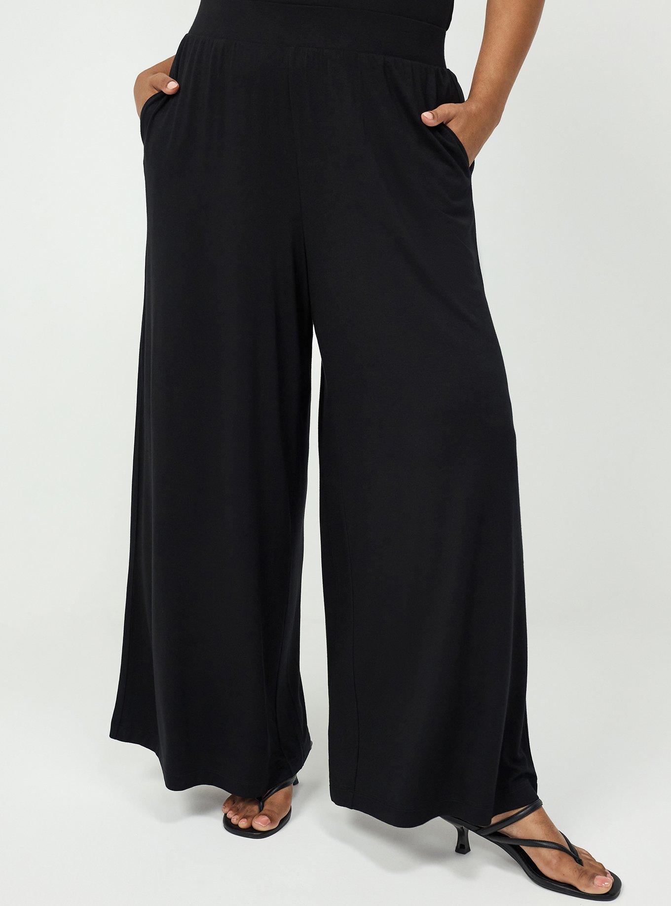 Super Soft Pull-On Wide Leg Pant, DEEP BLACK, alternate