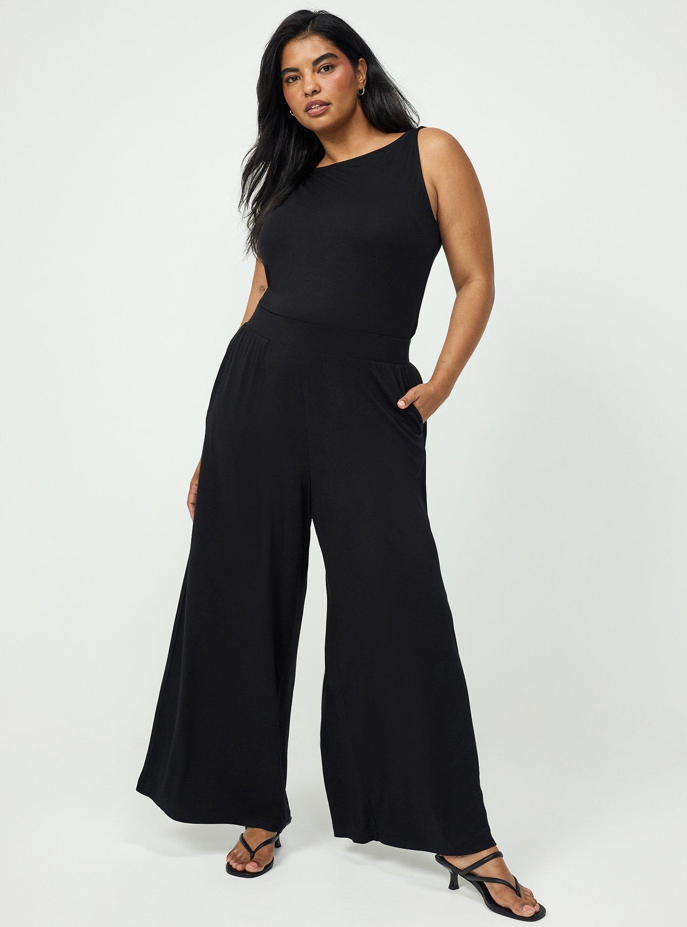 Super Soft Pull-On Wide Leg Pant, DEEP BLACK, hi-res