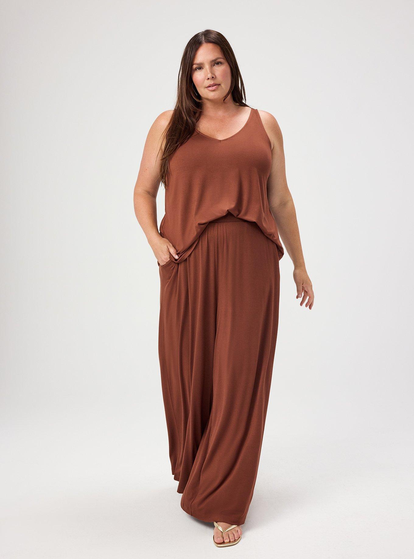 Super Soft Pull-On Wide Leg Pant, CAPPUCCINO, alternate