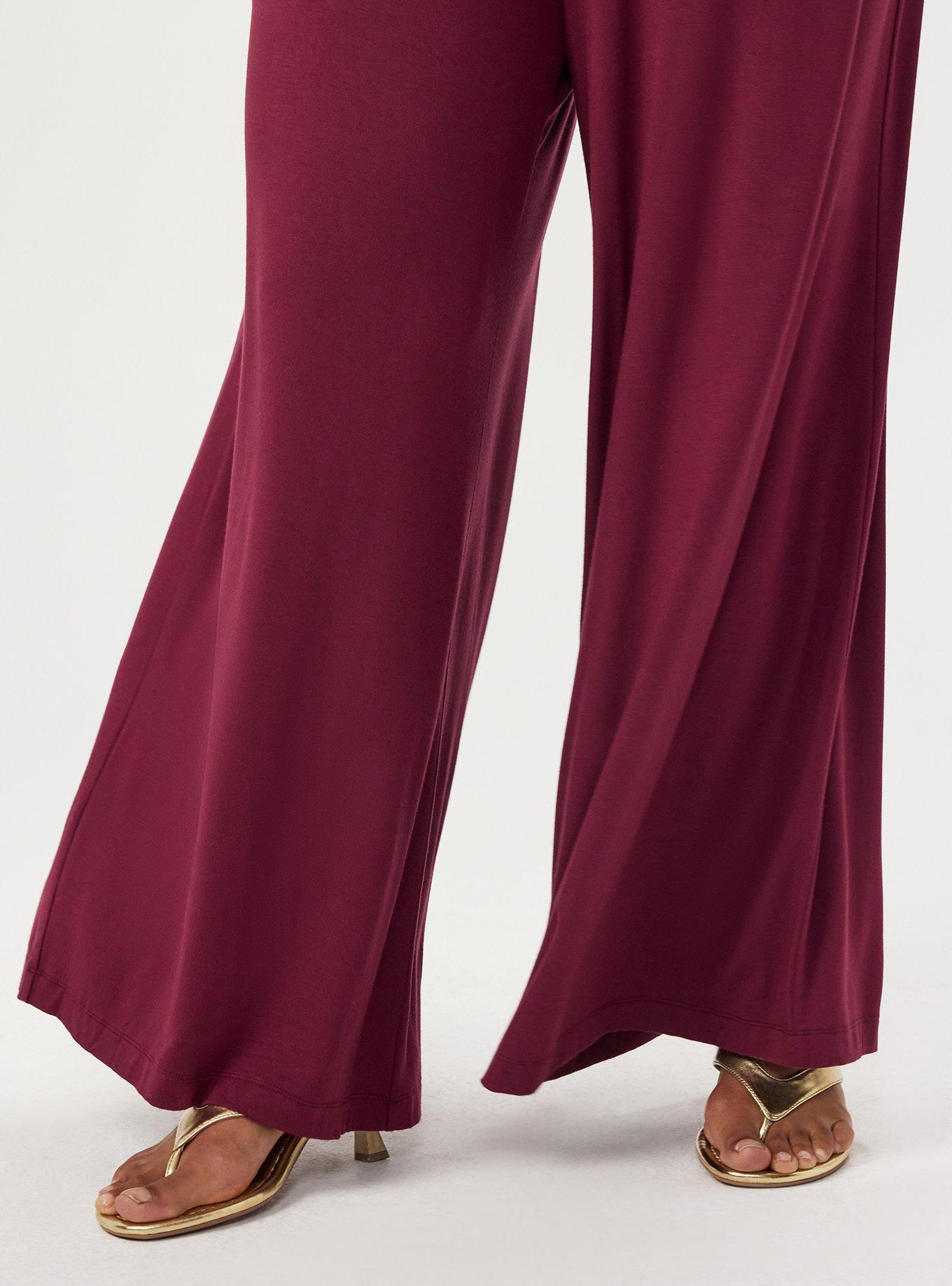 Super Soft Pull-On Wide Leg Pant, MAROON BANNER, alternate