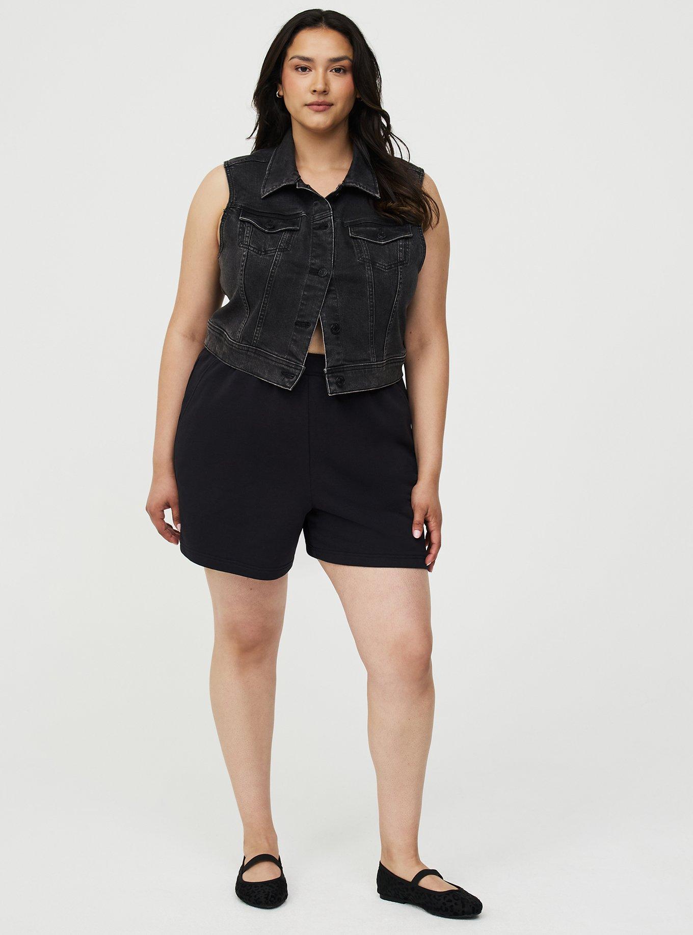 French Terry Pull-On Short, DEEP BLACK, alternate