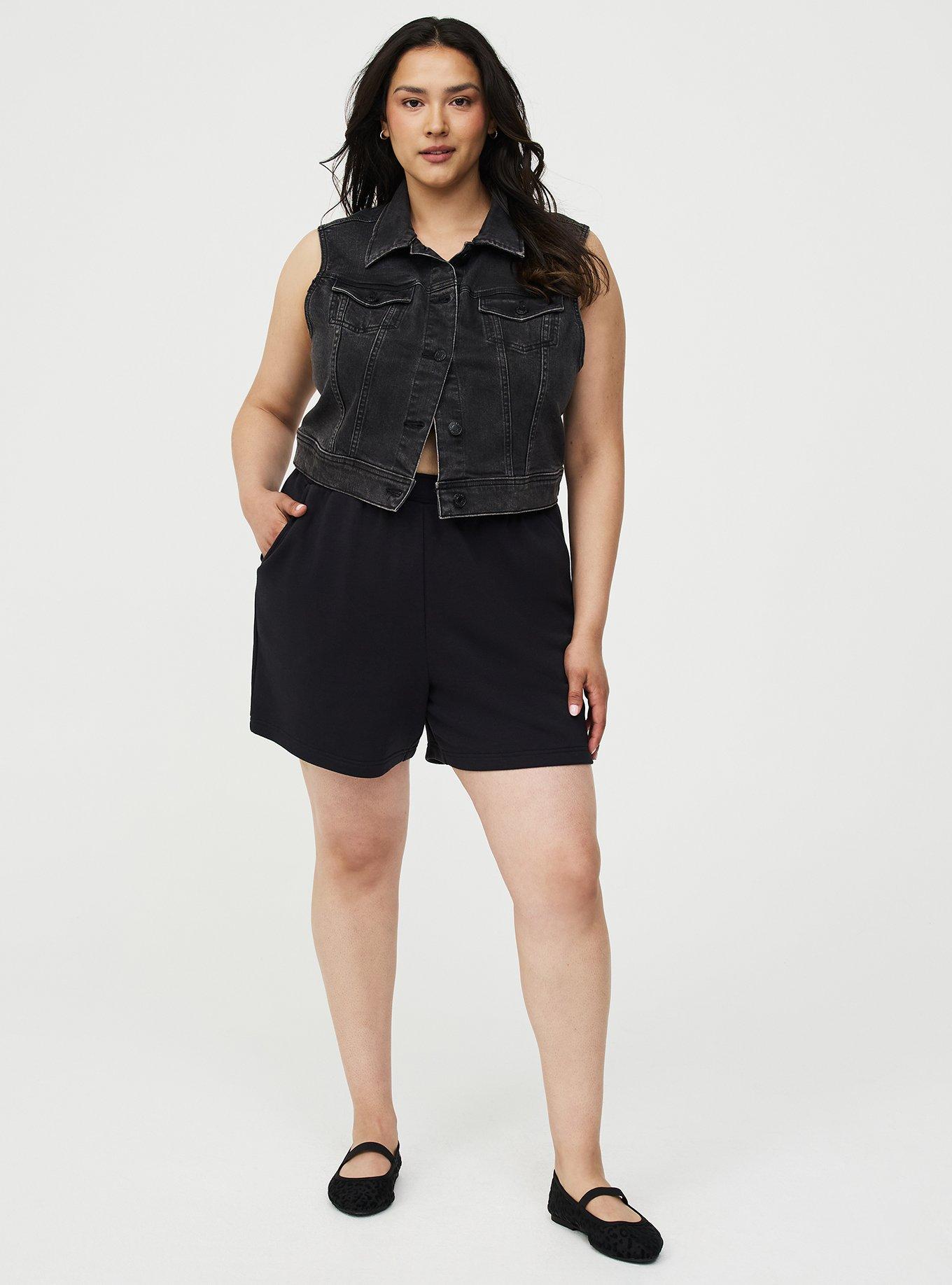 French Terry Pull-On Short, DEEP BLACK, hi-res