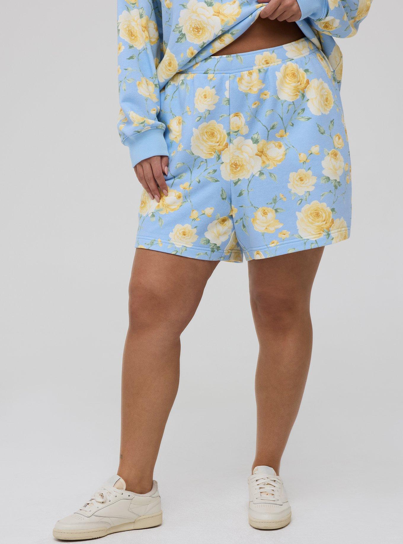 French Terry Pull-On Short, ROMANCE FLORAL BLUE, alternate