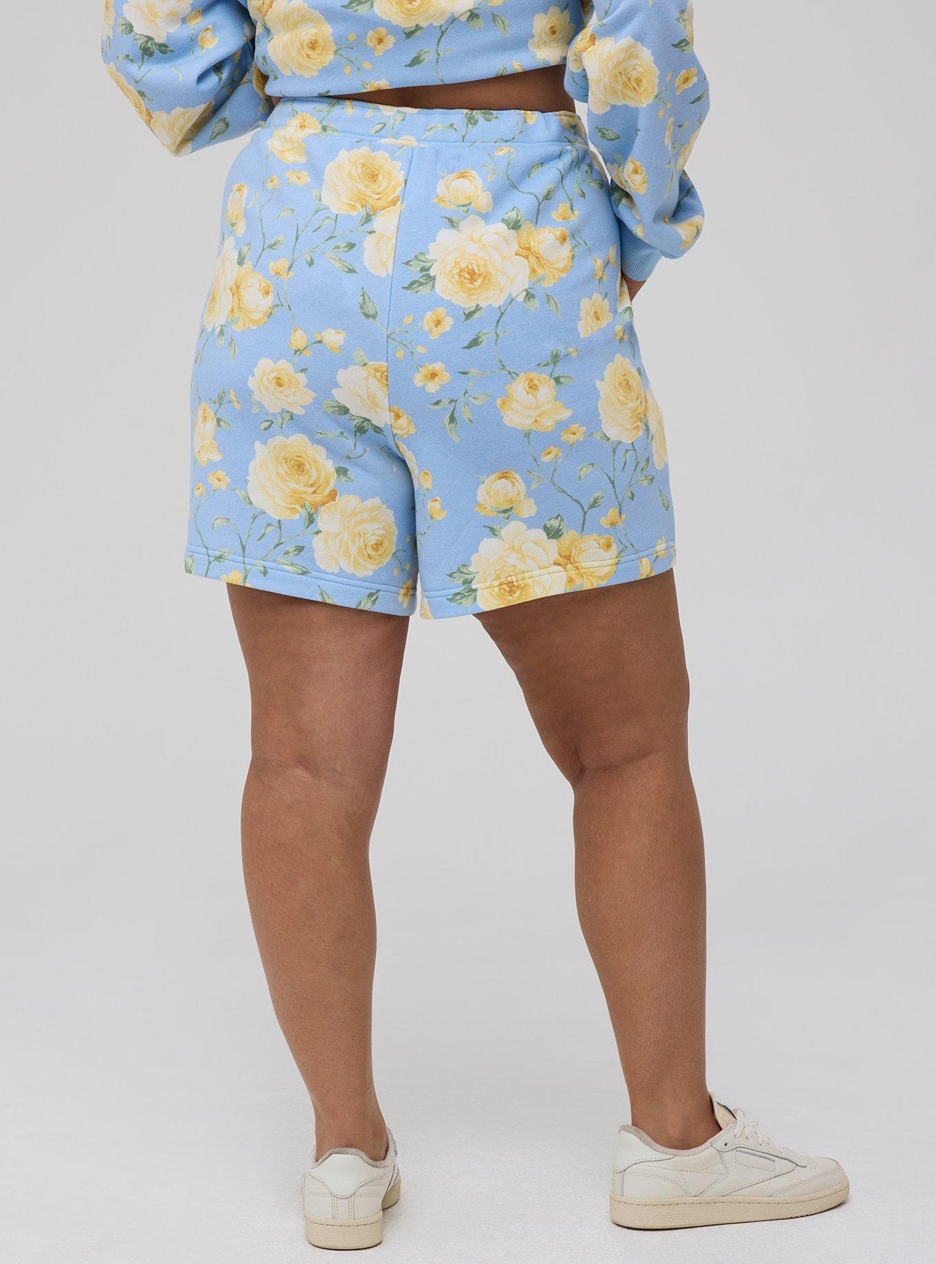 French Terry Pull-On Short, ROMANCE FLORAL BLUE, alternate