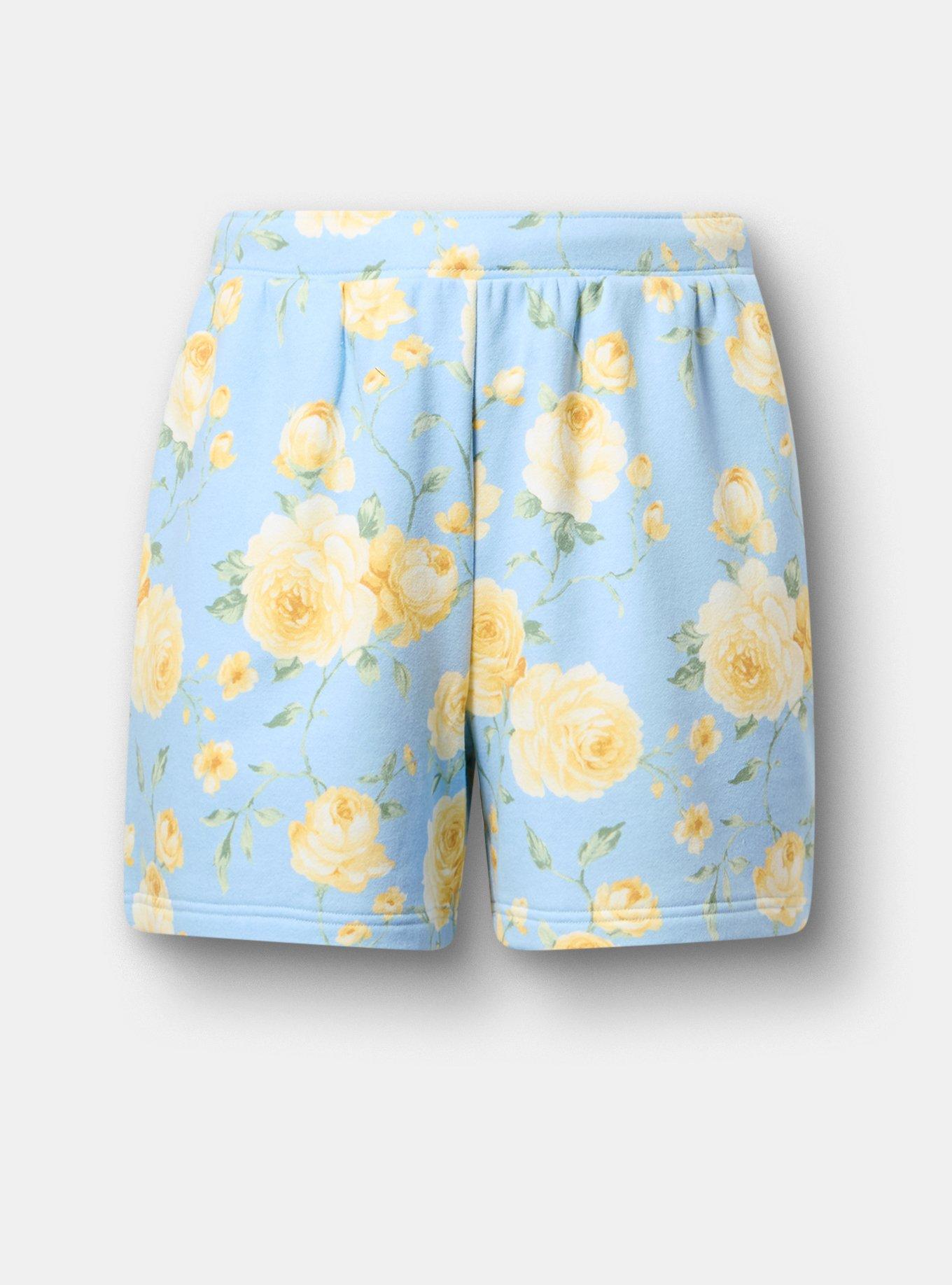 French Terry Pull-On Short, ROMANCE FLORAL BLUE, hi-res