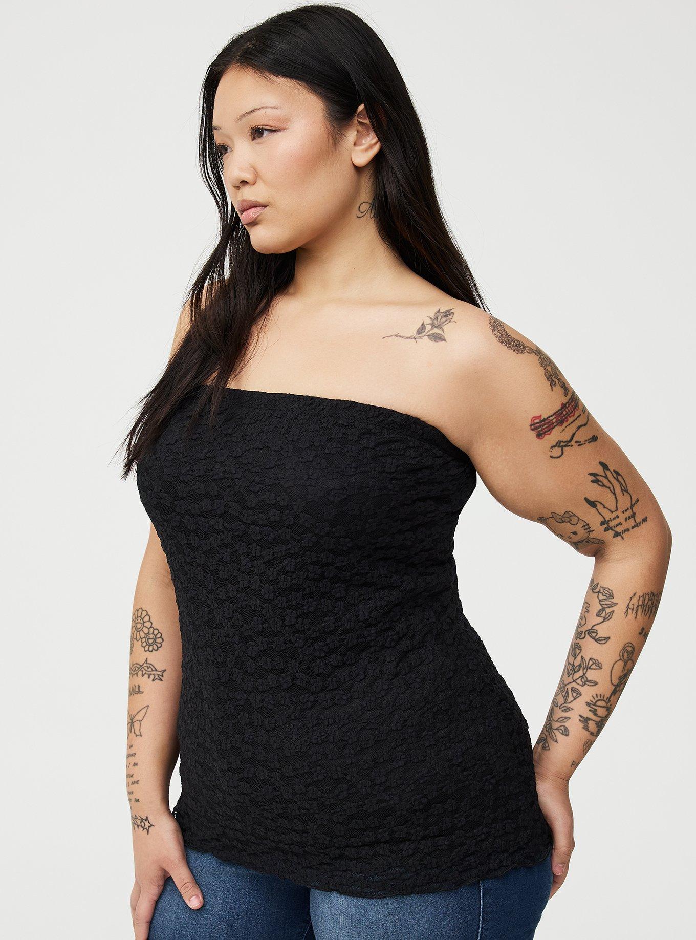 Lace Tube Top, DEEP BLACK, alternate