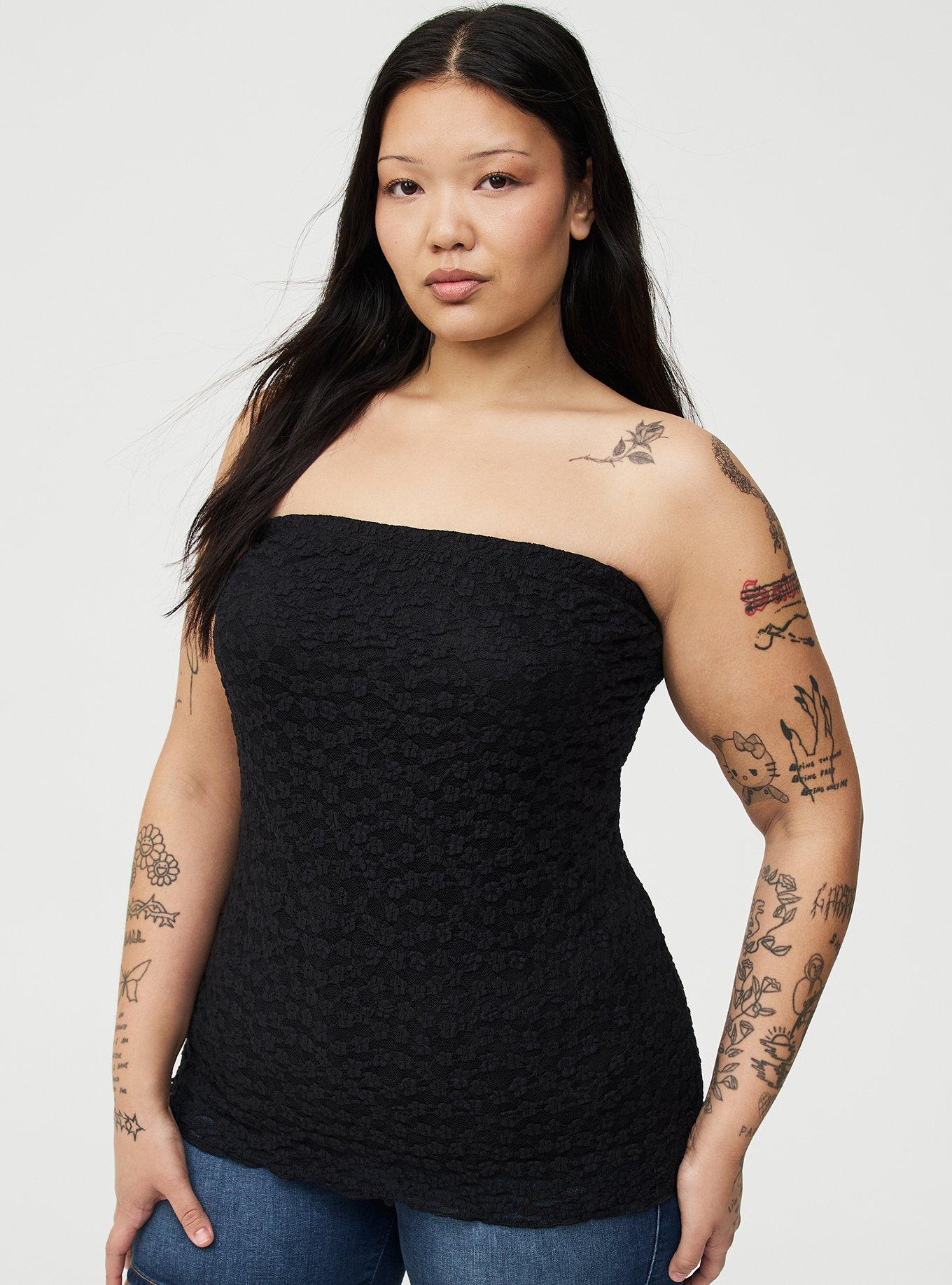 Lace Tube Top, DEEP BLACK, hi-res