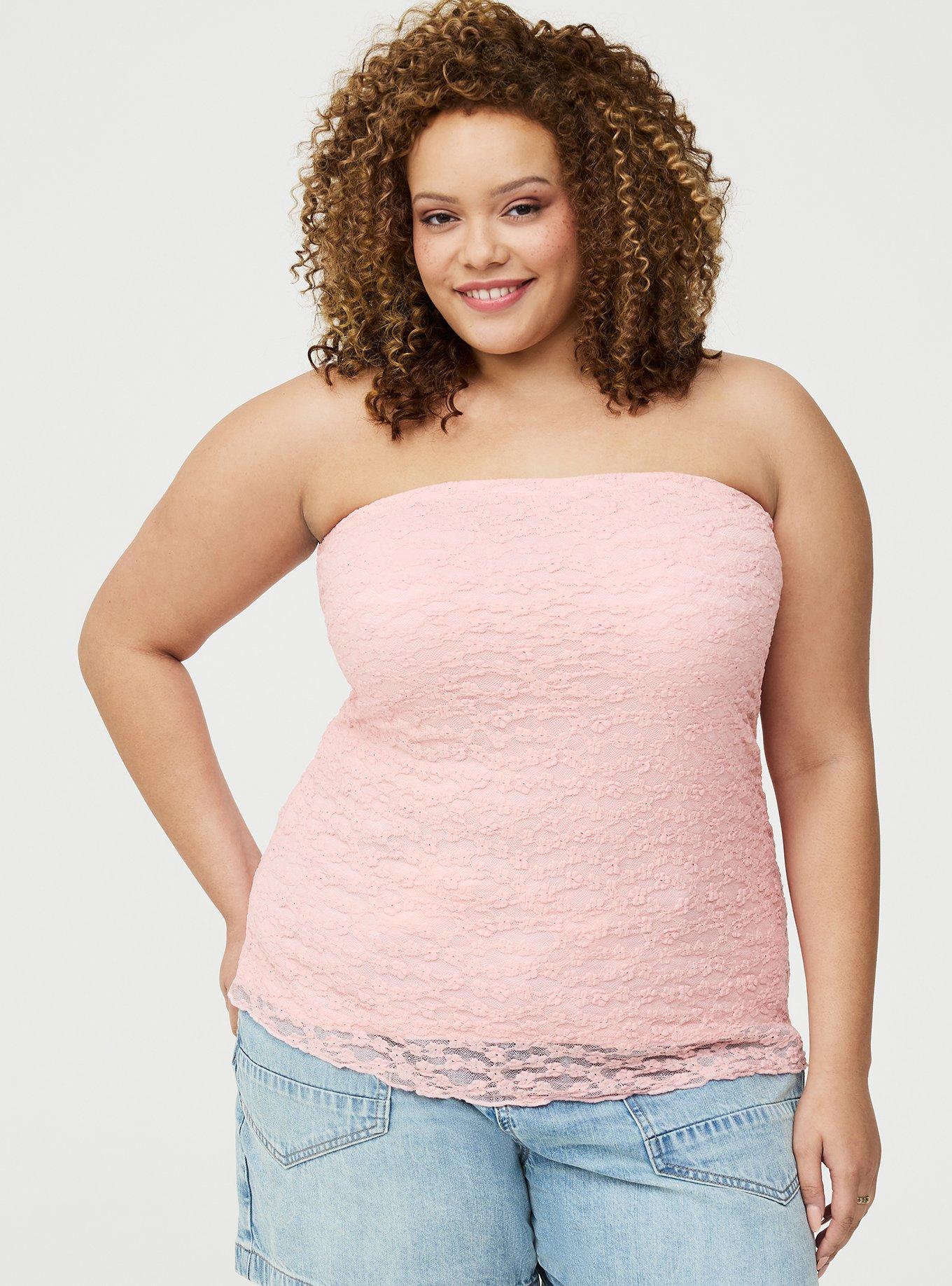 Lace Tube Top, SILVER PINK, hi-res