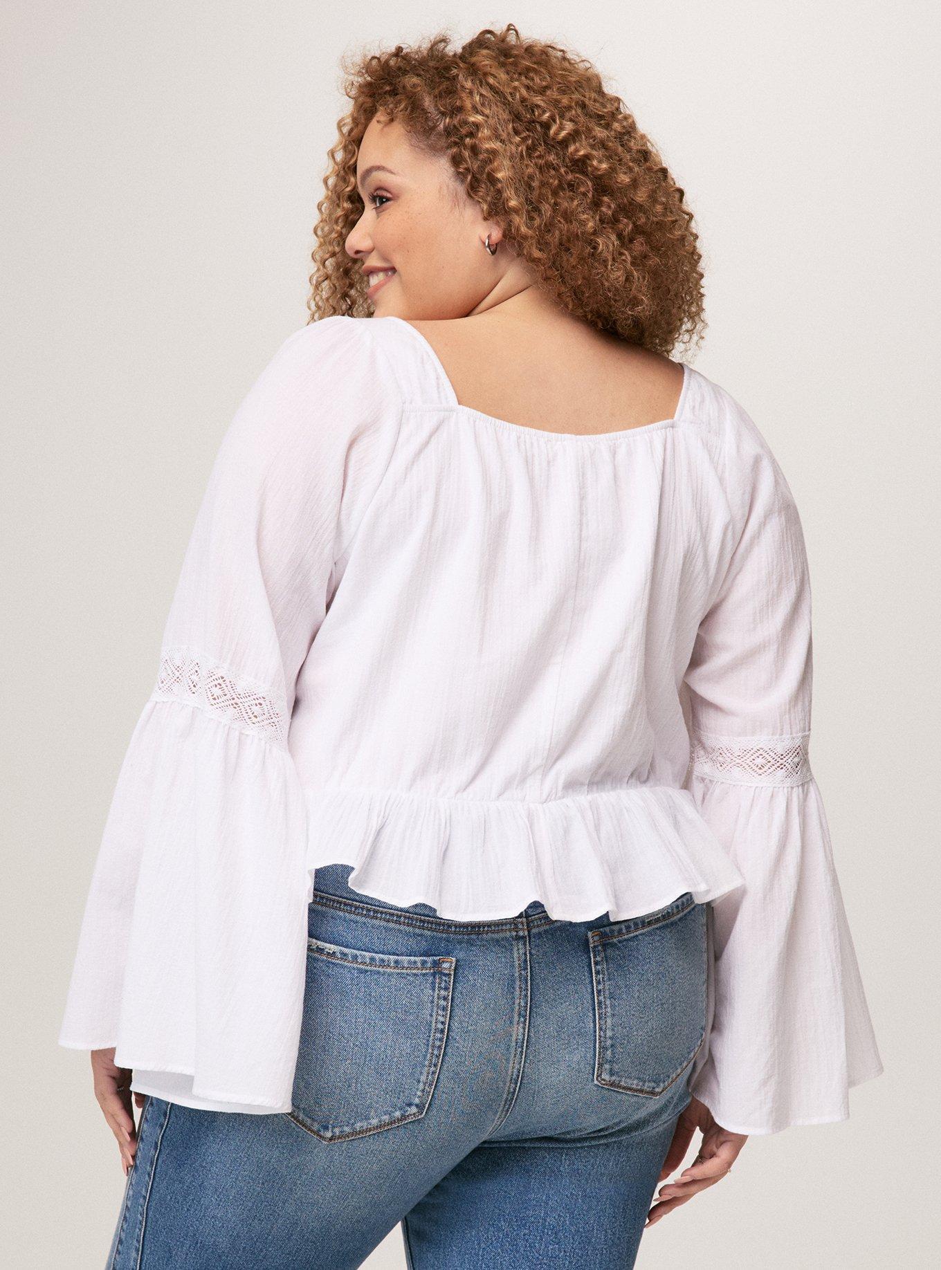 Festi Peplum Bell Sleeve Top, BRIGHT WHITE, alternate