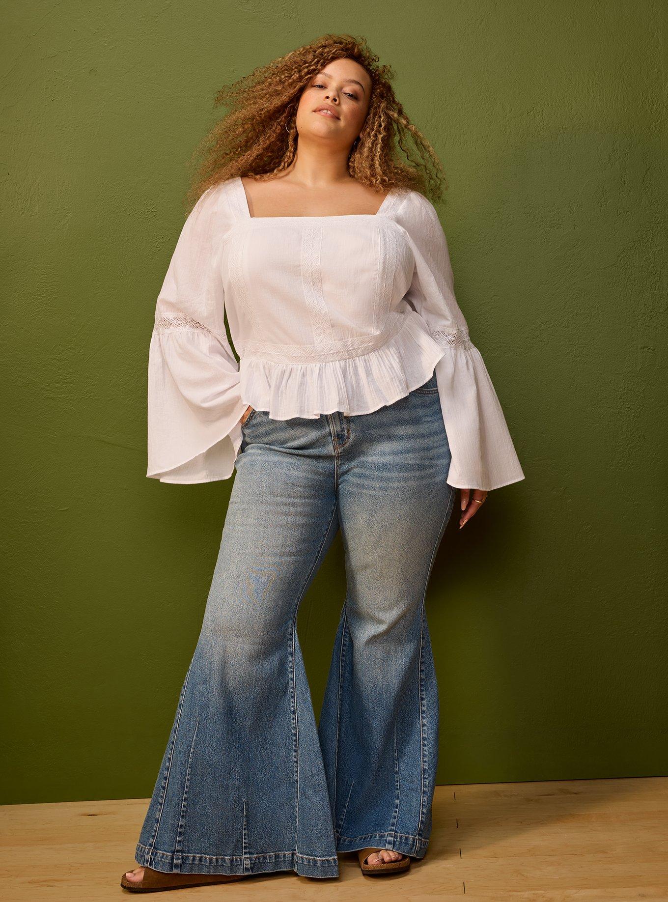 Plus Size - Festi Peplum Bell Sleeve Top - Torrid