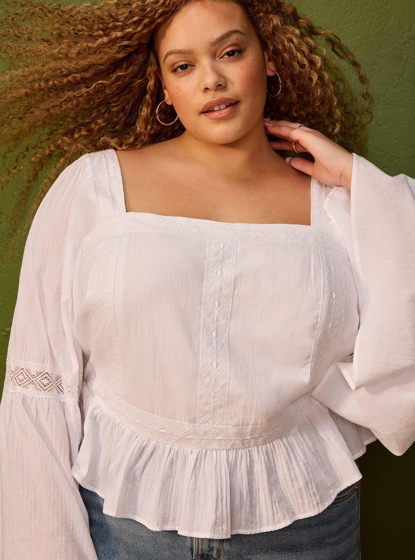 Festi Peplum Bell Sleeve Top, BRIGHT WHITE, hi-res