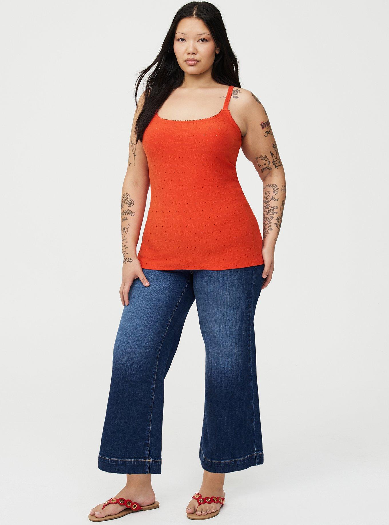 Cotton Stretch Eyelet Cami, PUREED PUMPKIN, alternate