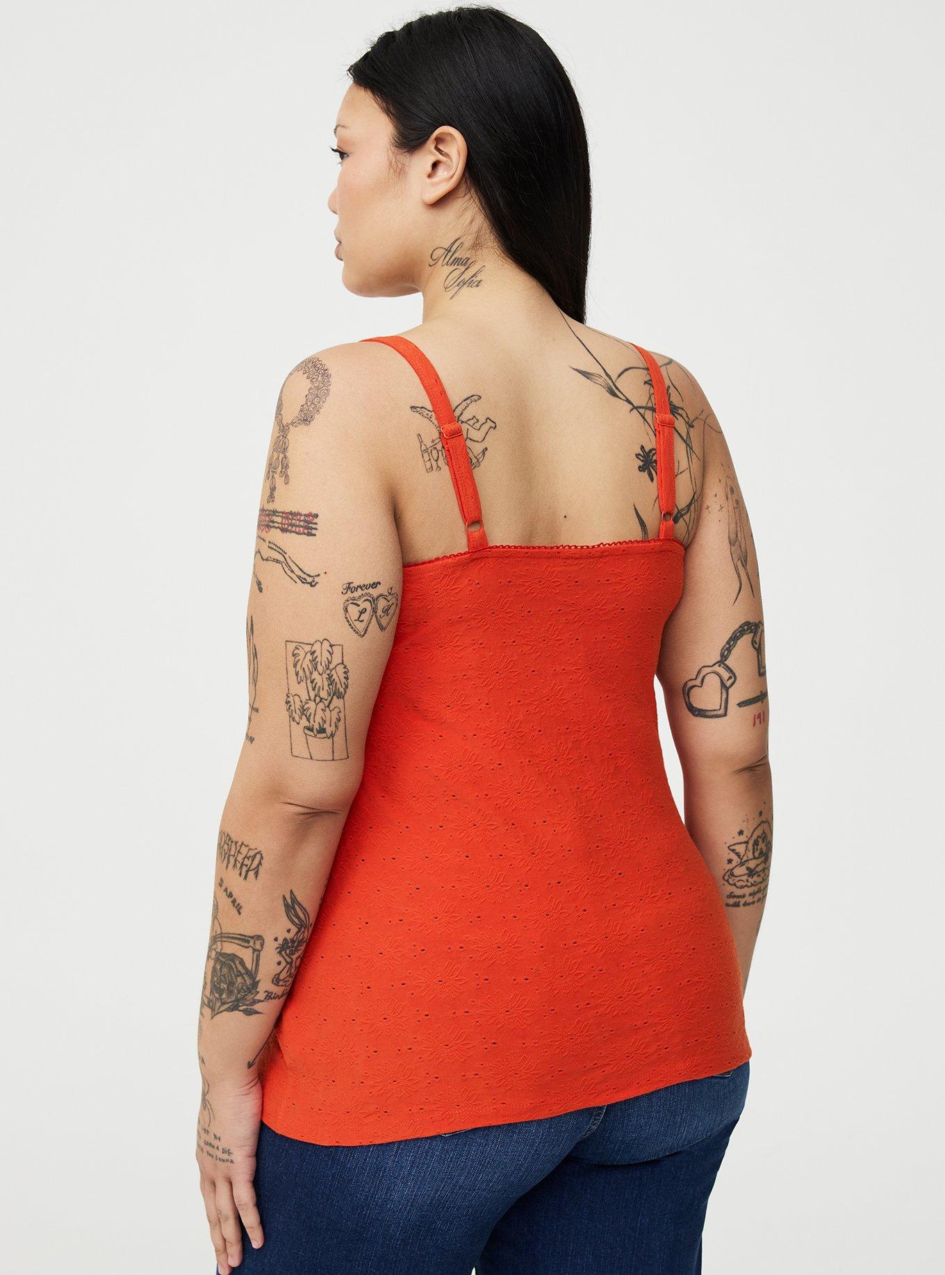 Cotton Stretch Eyelet Cami, PUREED PUMPKIN, alternate