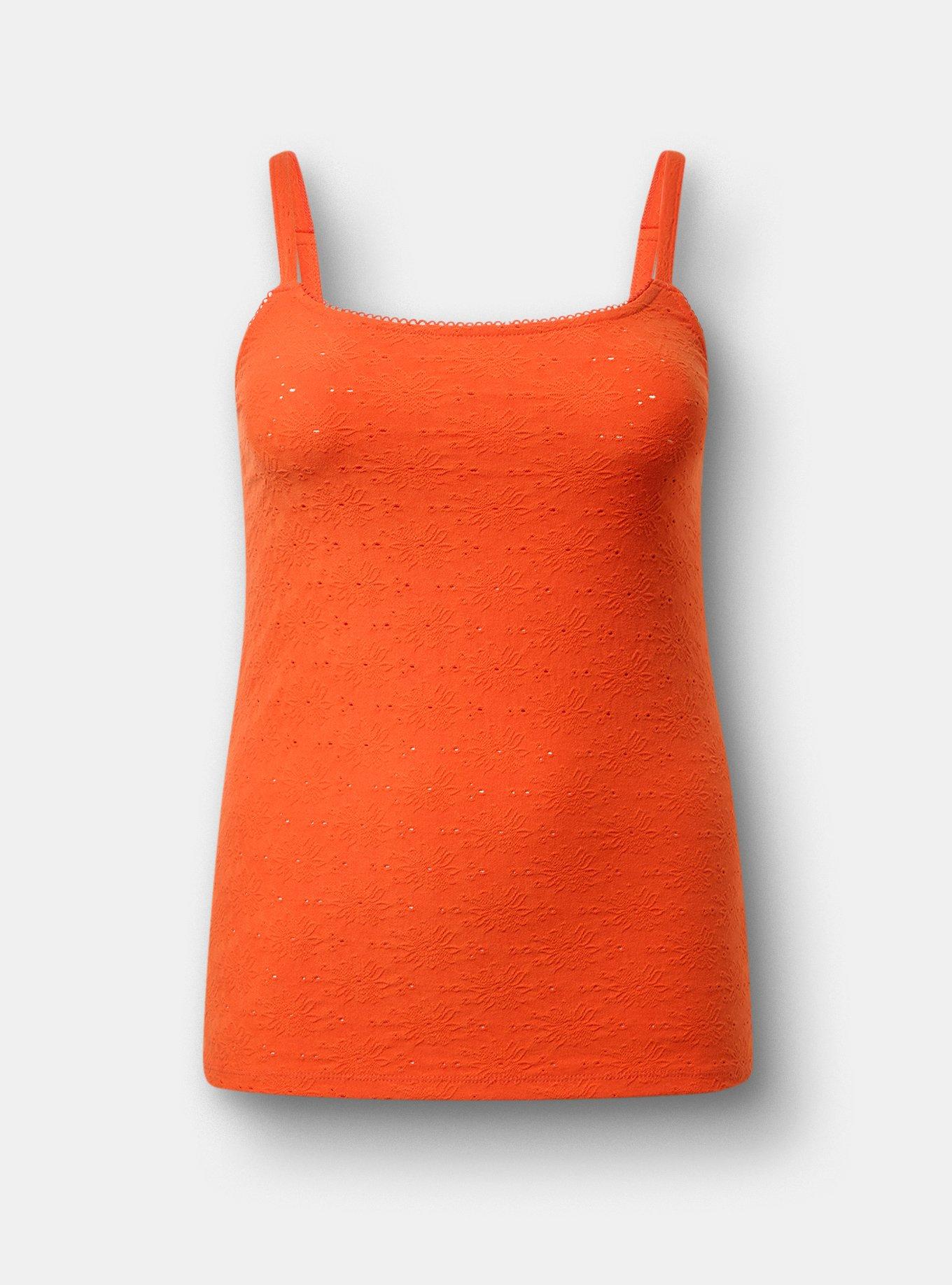 Cotton Stretch Eyelet Cami, PUREED PUMPKIN, hi-res