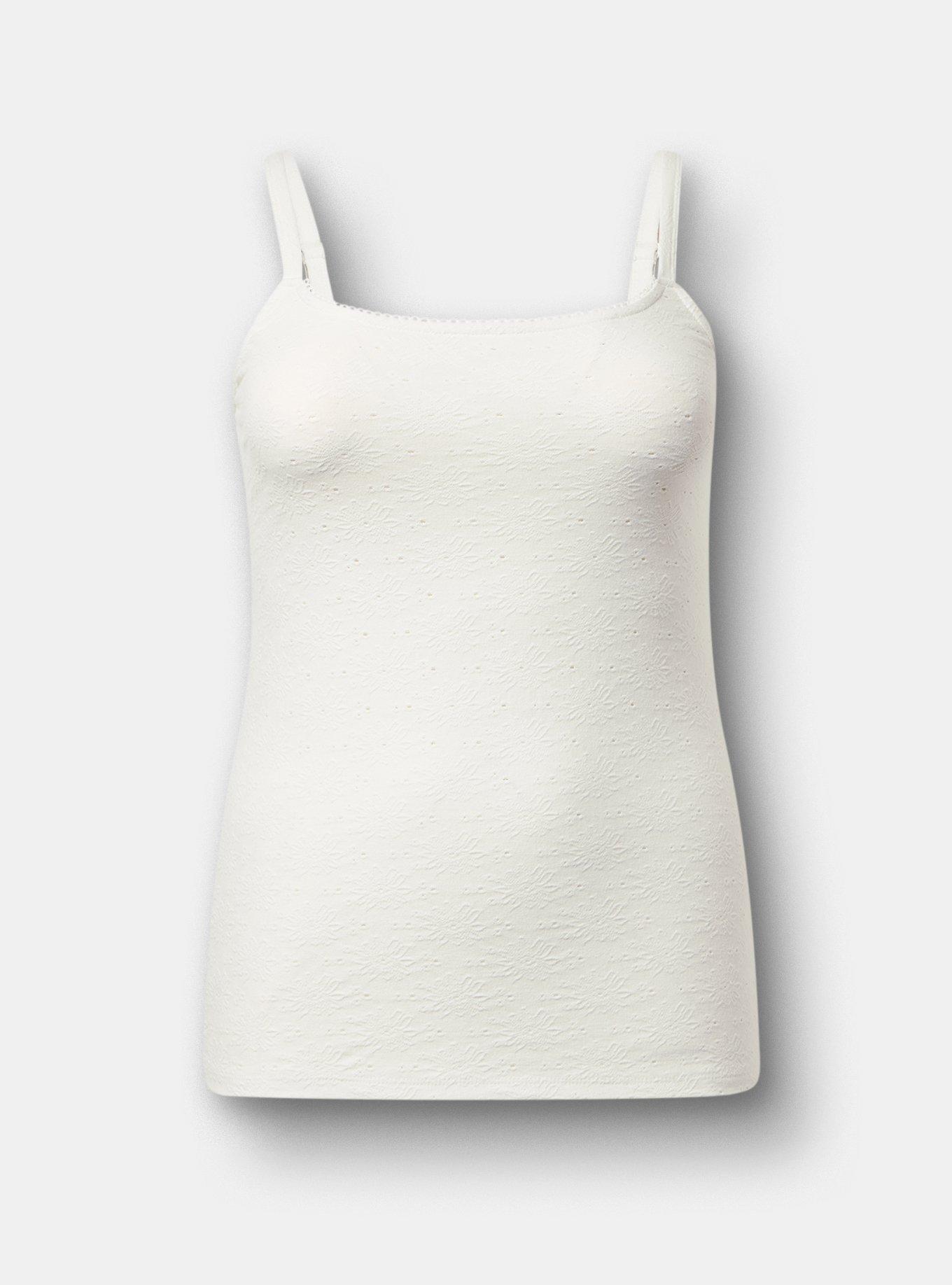 Cotton Stretch Eyelet Cami, BLANC DE BLANC, hi-res