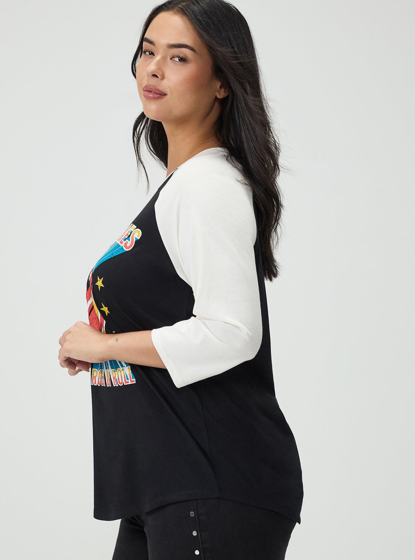 The Rolling Stones Cotton Jersey 3/4 Sleeve Raglan Tee, THE ROLLING STONES ONLY ROCK DEEP BLACK, alternate