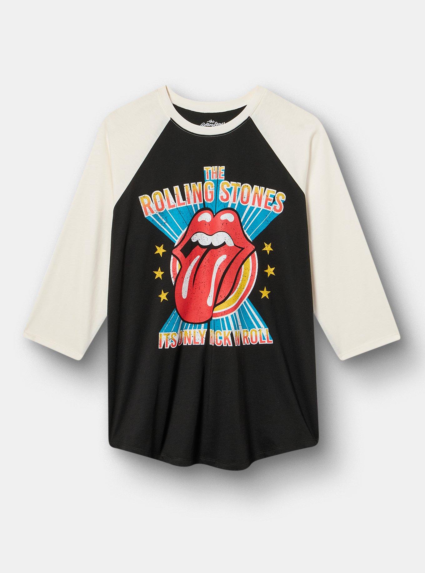 The Rolling Stones Cotton Jersey 3/4 Sleeve Raglan Tee, THE ROLLING STONES ONLY ROCK DEEP BLACK, hi-res